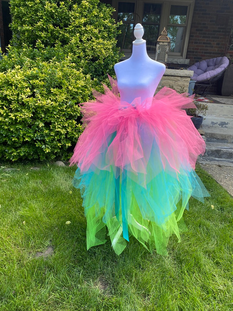 Neon Pink, Green & Blue Ankle Length Adult Tutu