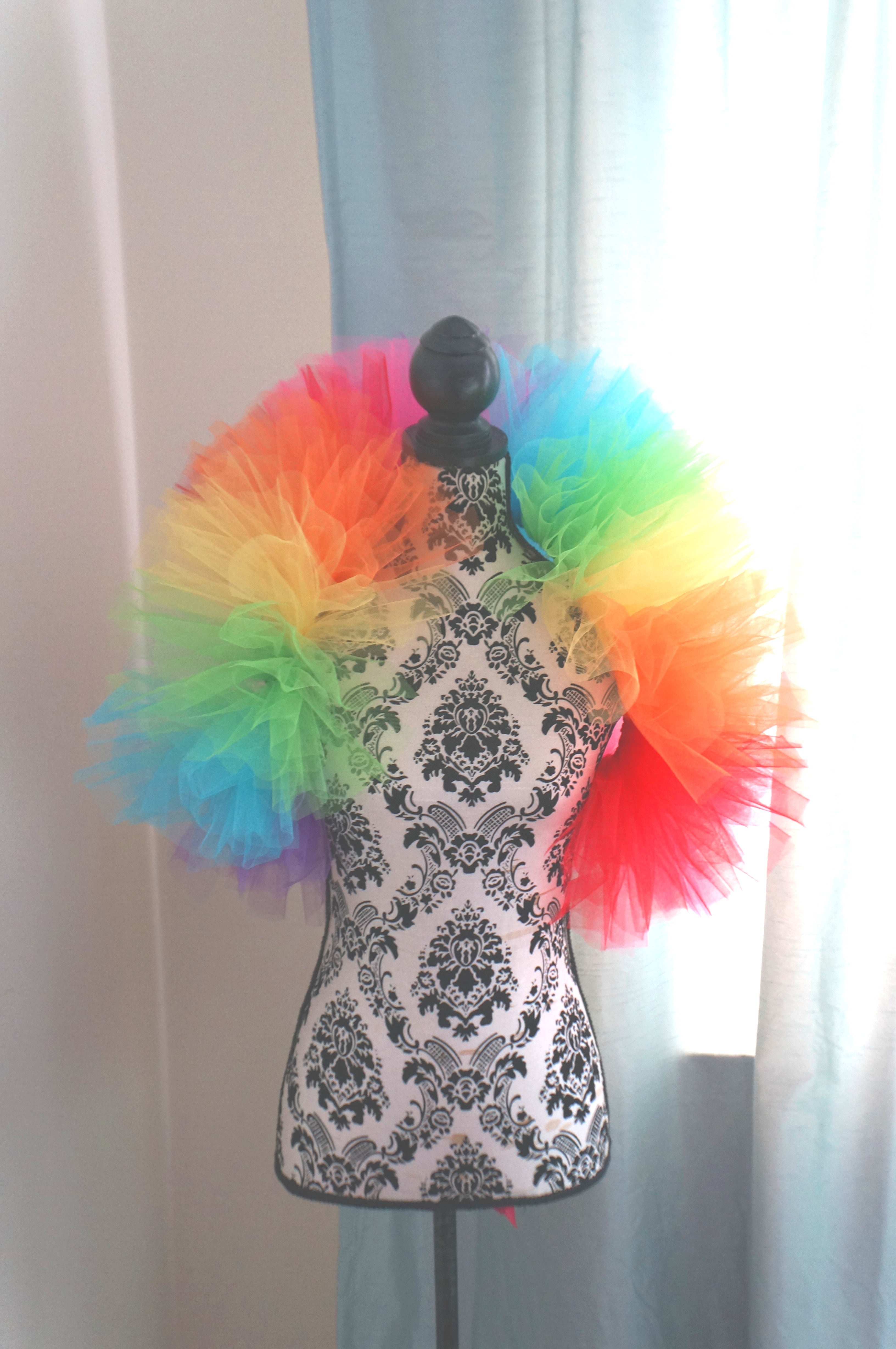 Rainbow Tulle Boa – Handmade Pride Parade & Burlesque Shoulder Boa