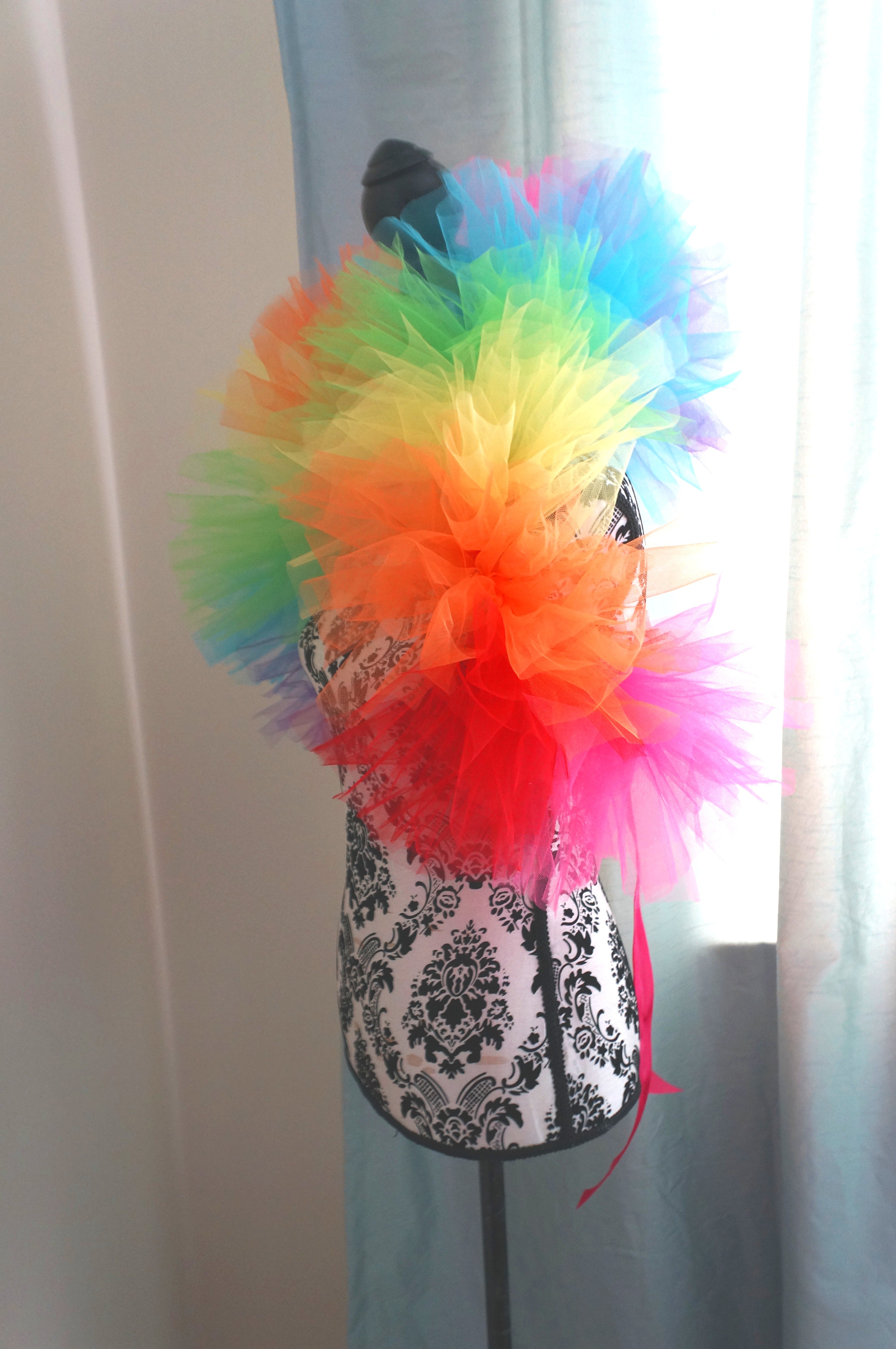 Rainbow Tulle Boa – Handmade Pride Parade & Burlesque Shoulder Boa