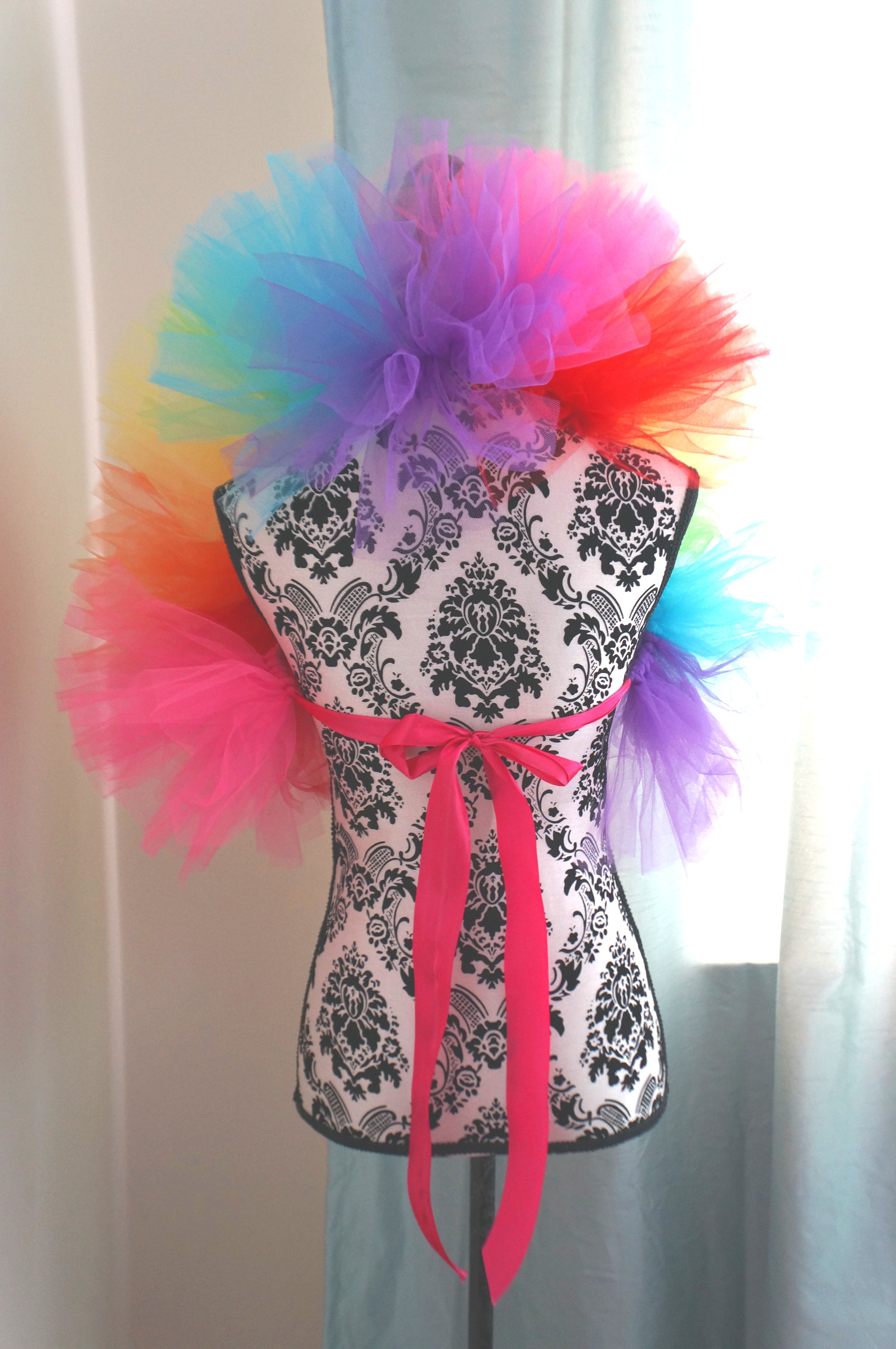 Rainbow Tulle Boa – Handmade Pride Parade & Burlesque Shoulder Boa