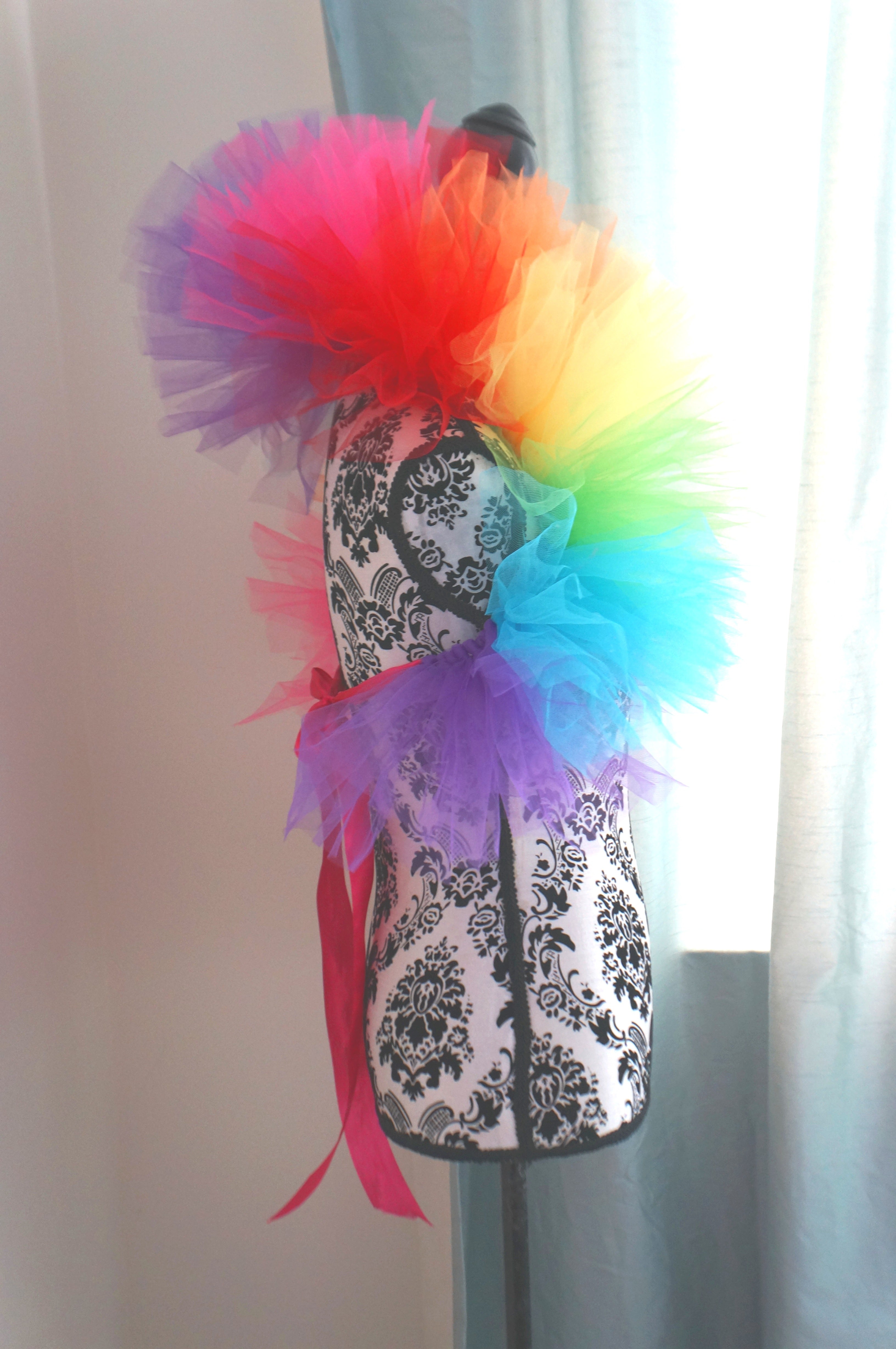 Rainbow Tulle Boa – Handmade Pride Parade & Burlesque Shoulder Boa