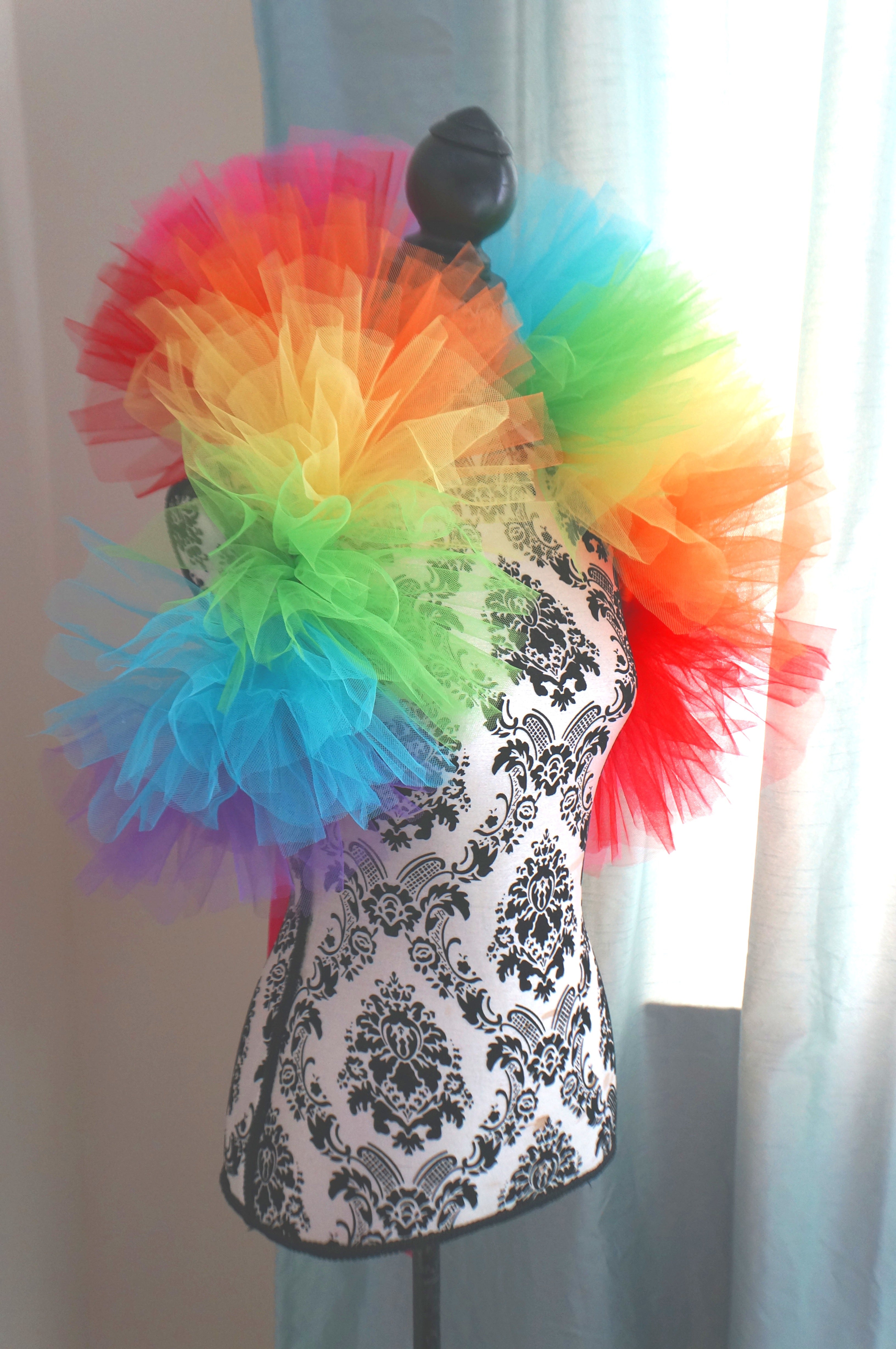 Rainbow Tulle Boa – Handmade Pride Parade & Burlesque Shoulder Boa