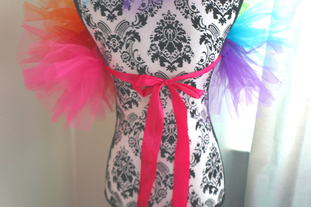 Rainbow Tulle Boa – Handmade Pride Parade & Burlesque Shoulder Boa