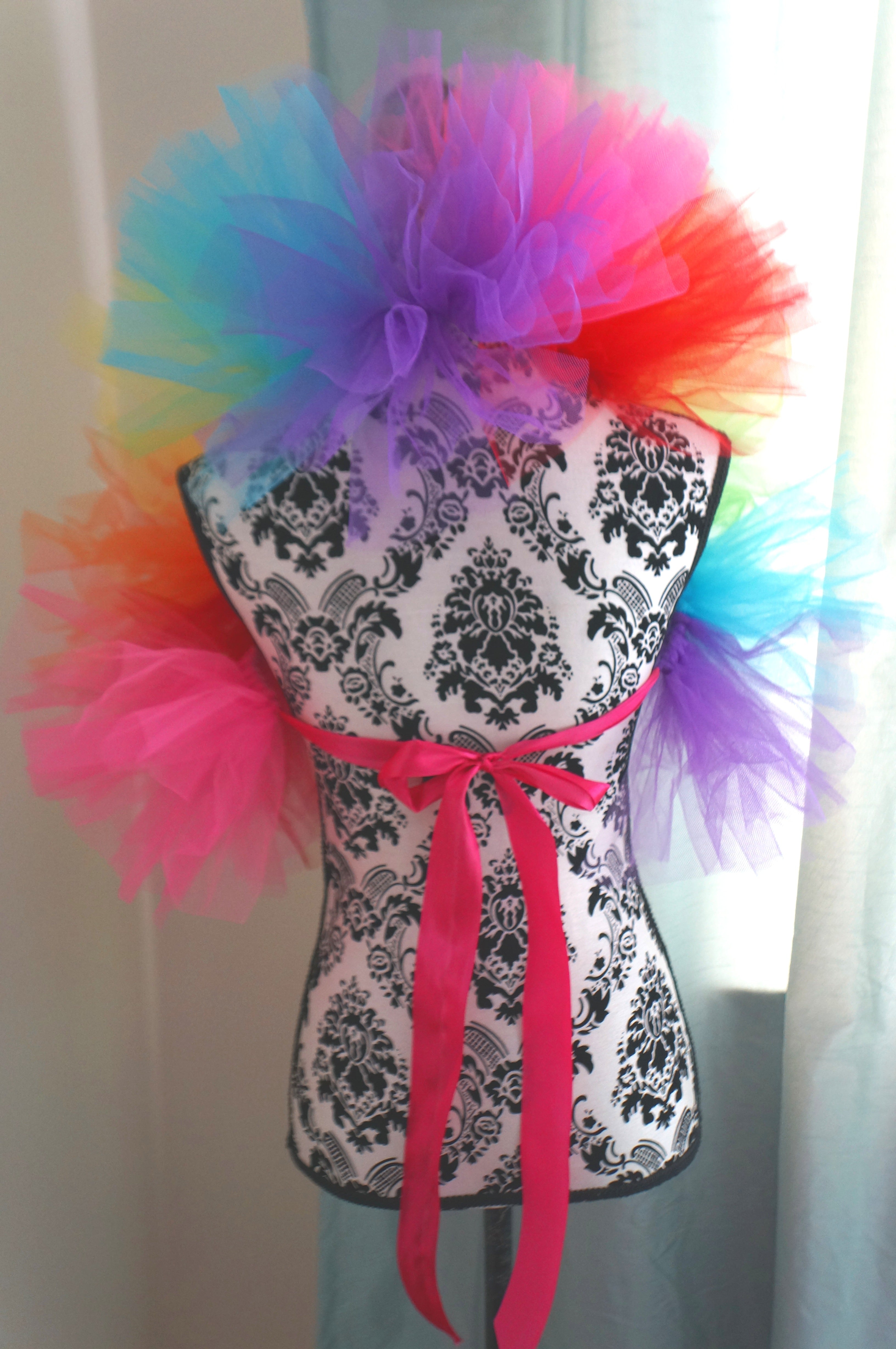 Rainbow Tulle Boa – Handmade Pride Parade & Burlesque Shoulder Boa