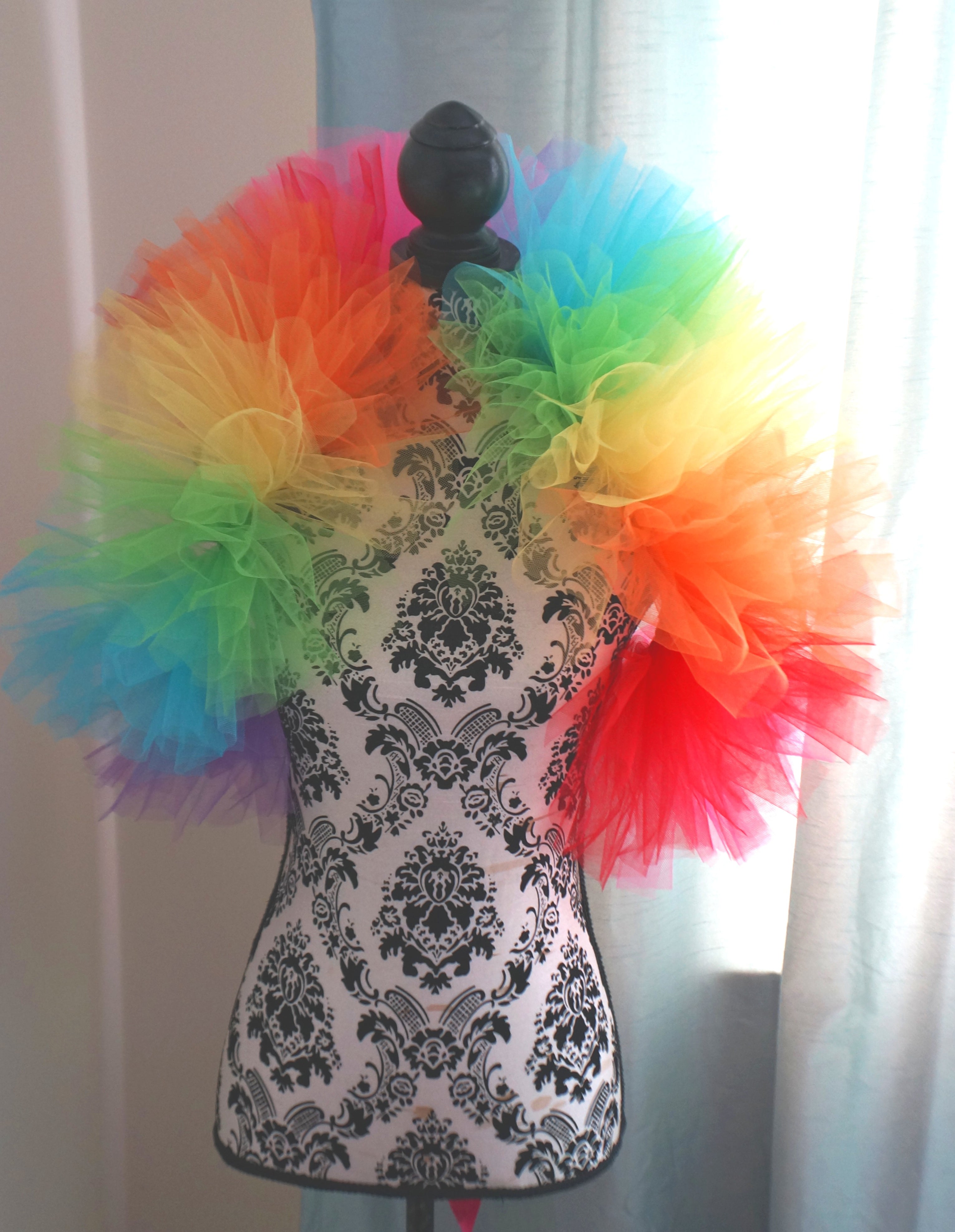 Rainbow Tulle Boa – Handmade Pride Parade & Burlesque Shoulder Boa