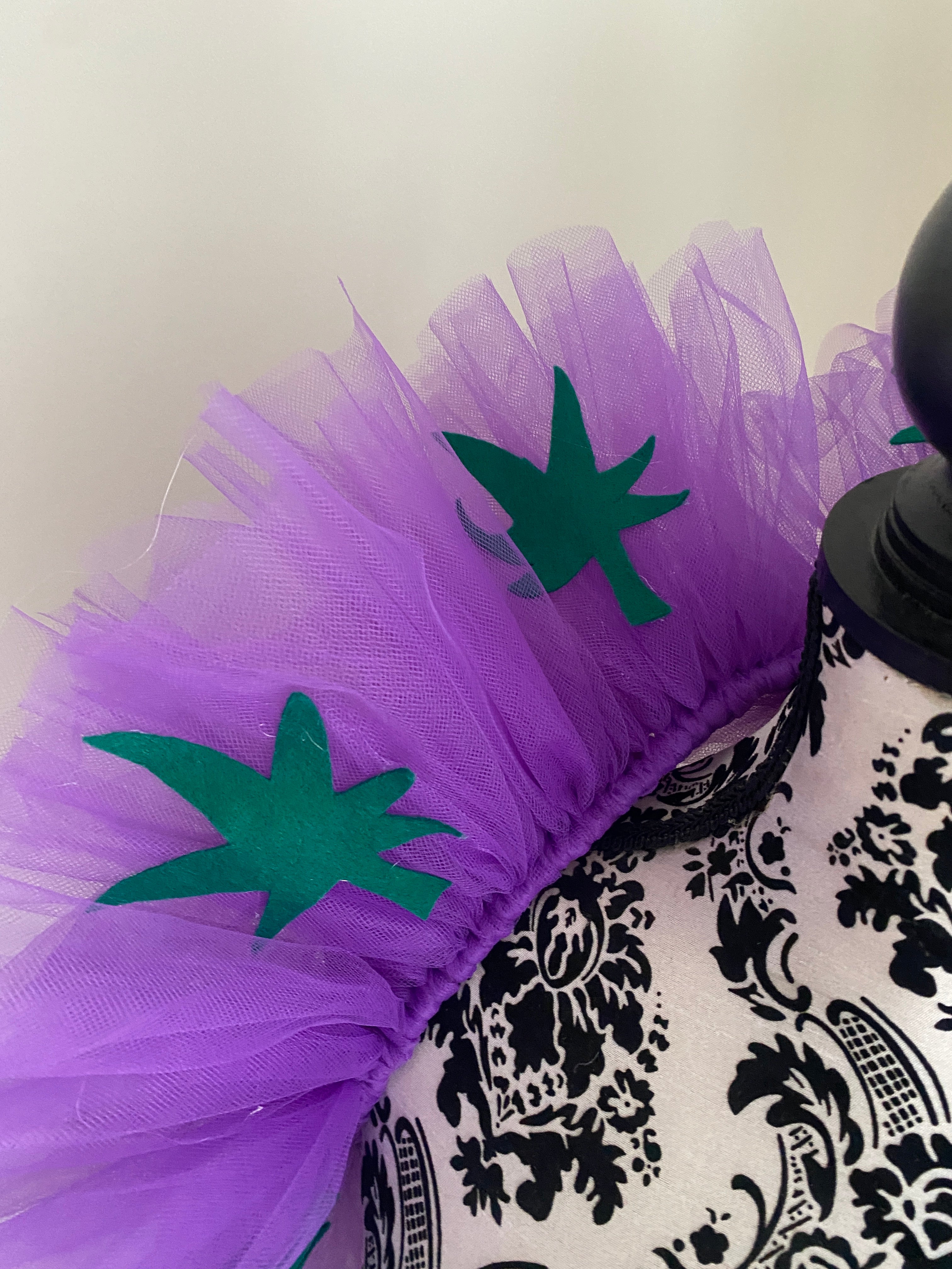 Purple Tulle Collar Boa with Green Leaves | Festival Outfit | Rave Accessory | Statement Neck Piece | Costume Collar
