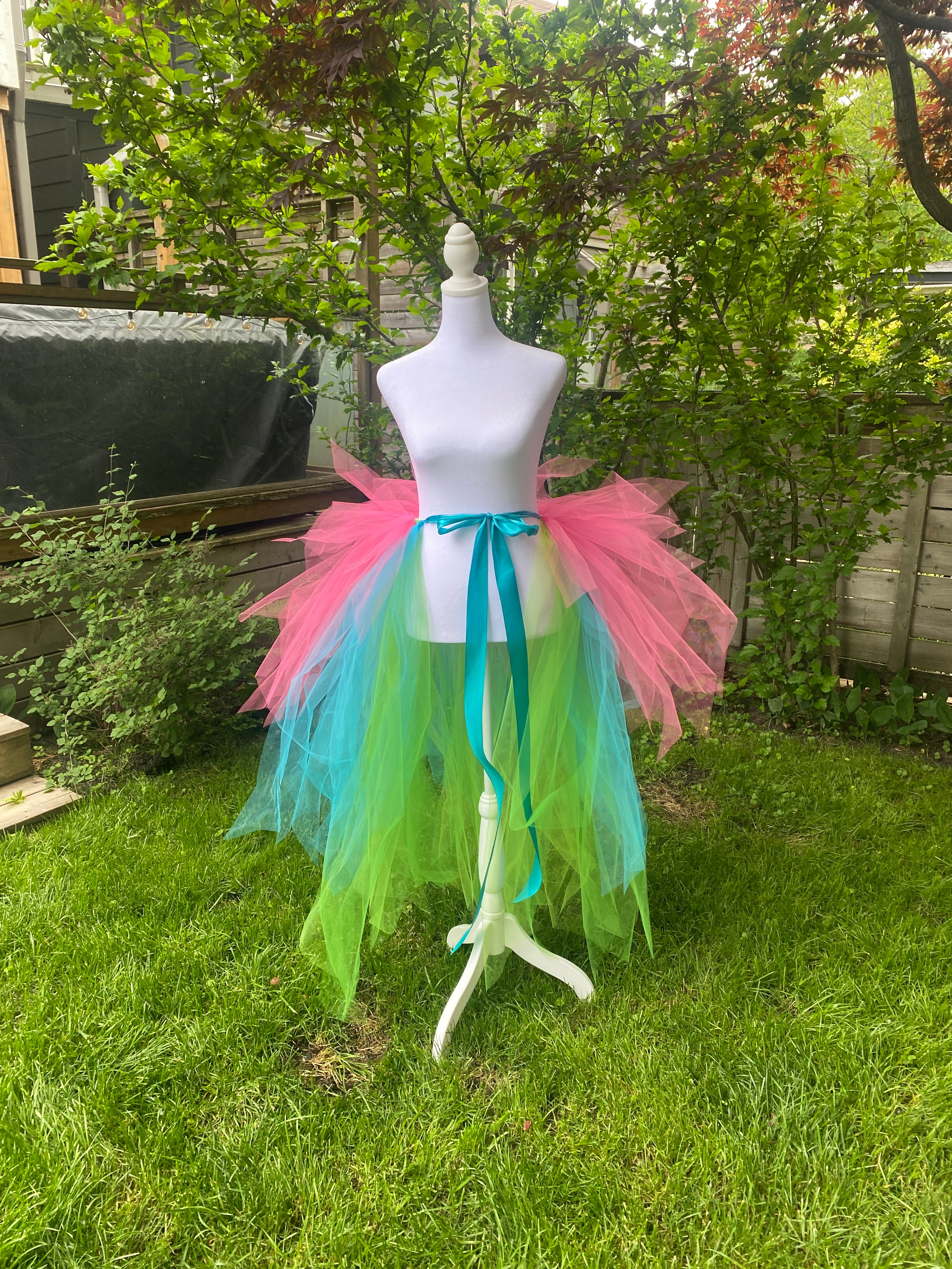 Neon Pixie Cut Half Tutu — Adult Train, Tail, Bustle & Overskirt
