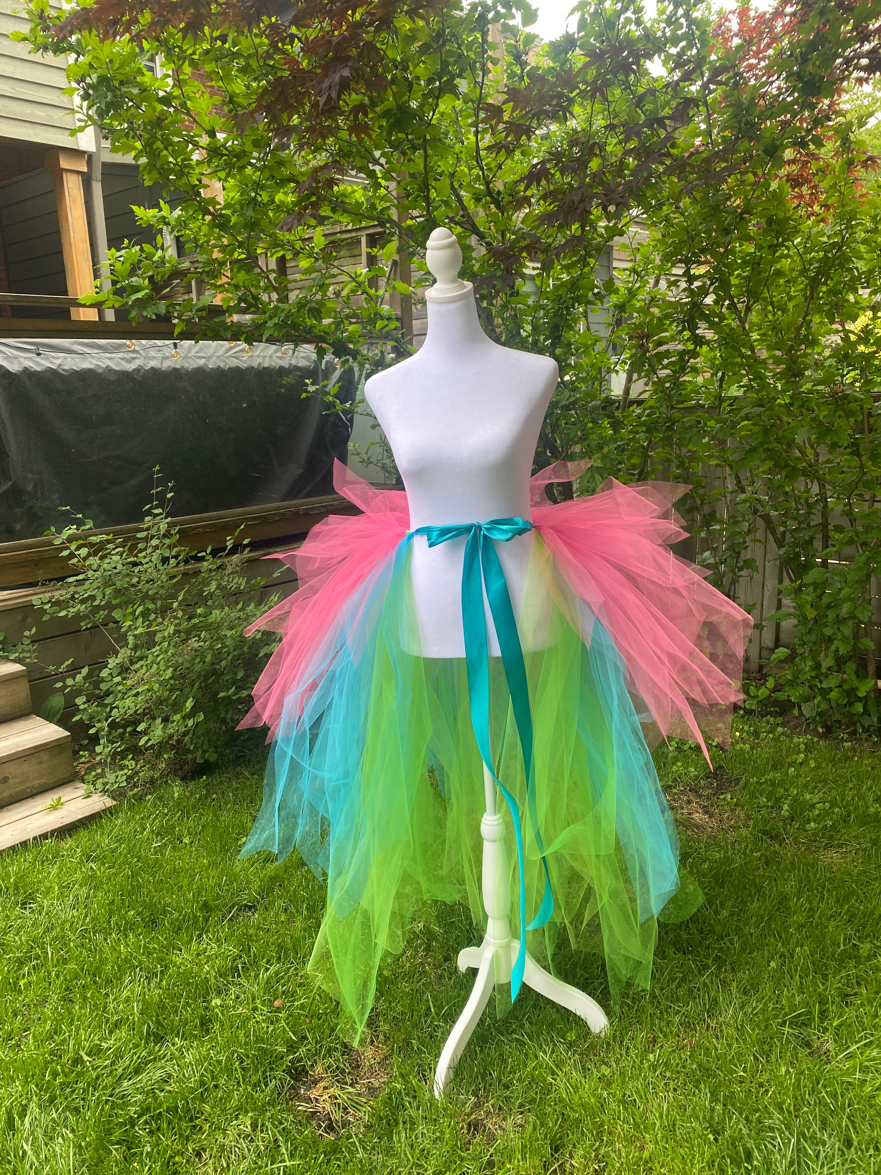 Neon Pixie Cut Half Tutu — Adult Train, Tail, Bustle & Overskirt