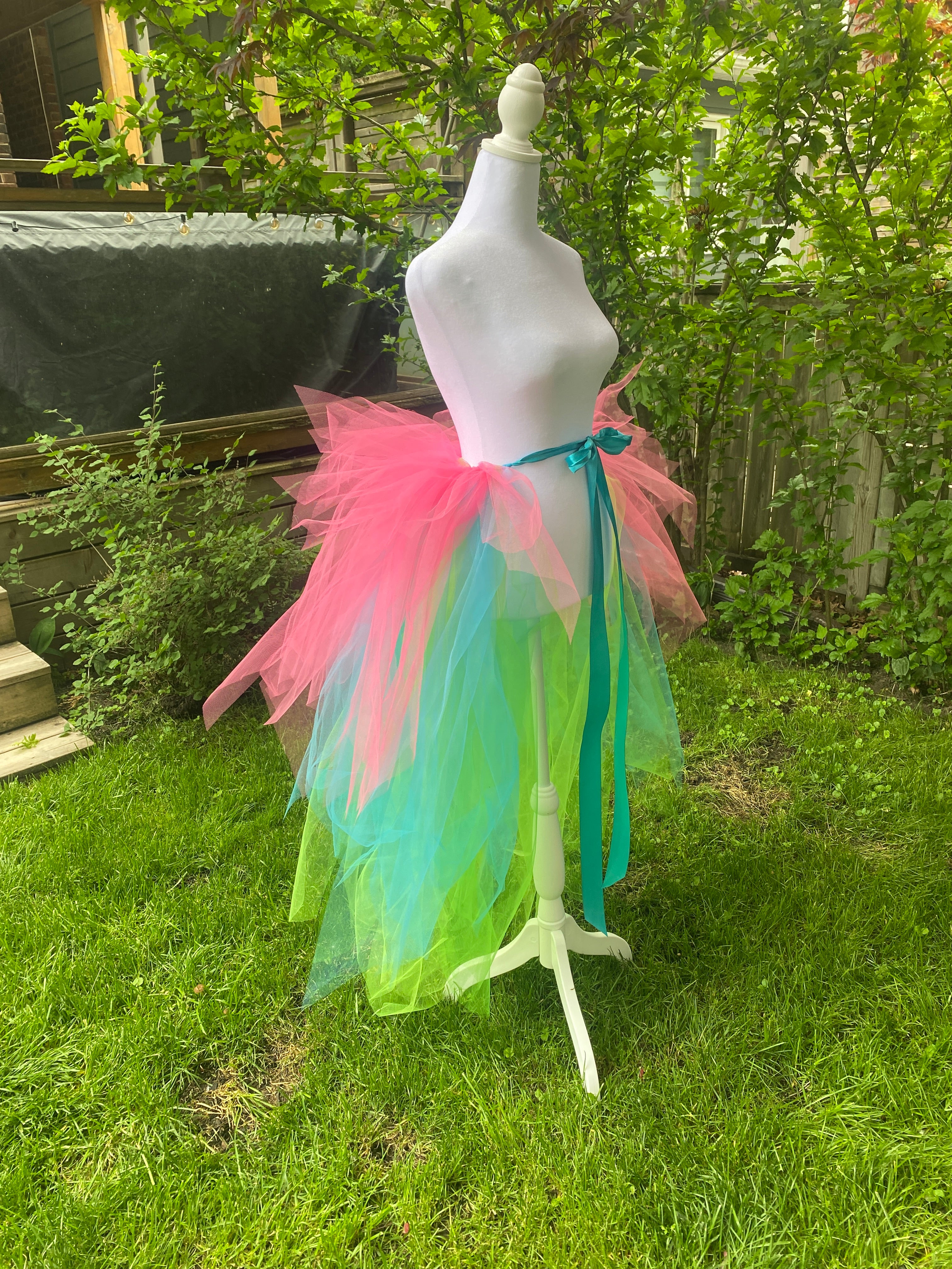 Neon Pixie Cut Half Tutu — Adult Train, Tail, Bustle & Overskirt