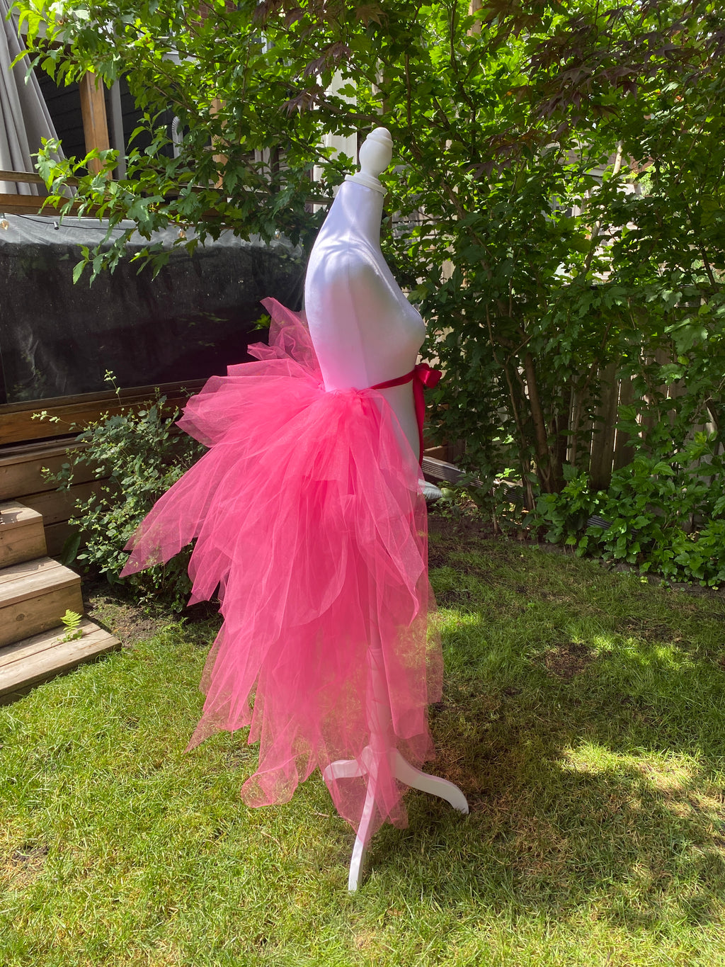 Hot Pink Pixie Cut Half Tutu — Adult Train, Tail, Bustle & Overskirt