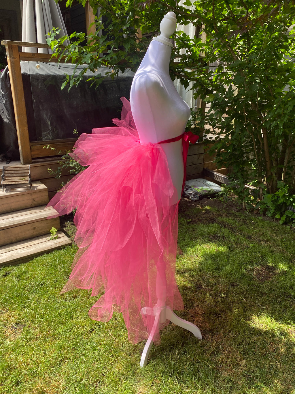 Hot Pink Pixie Cut Half Tutu — Adult Train, Tail, Bustle & Overskirt