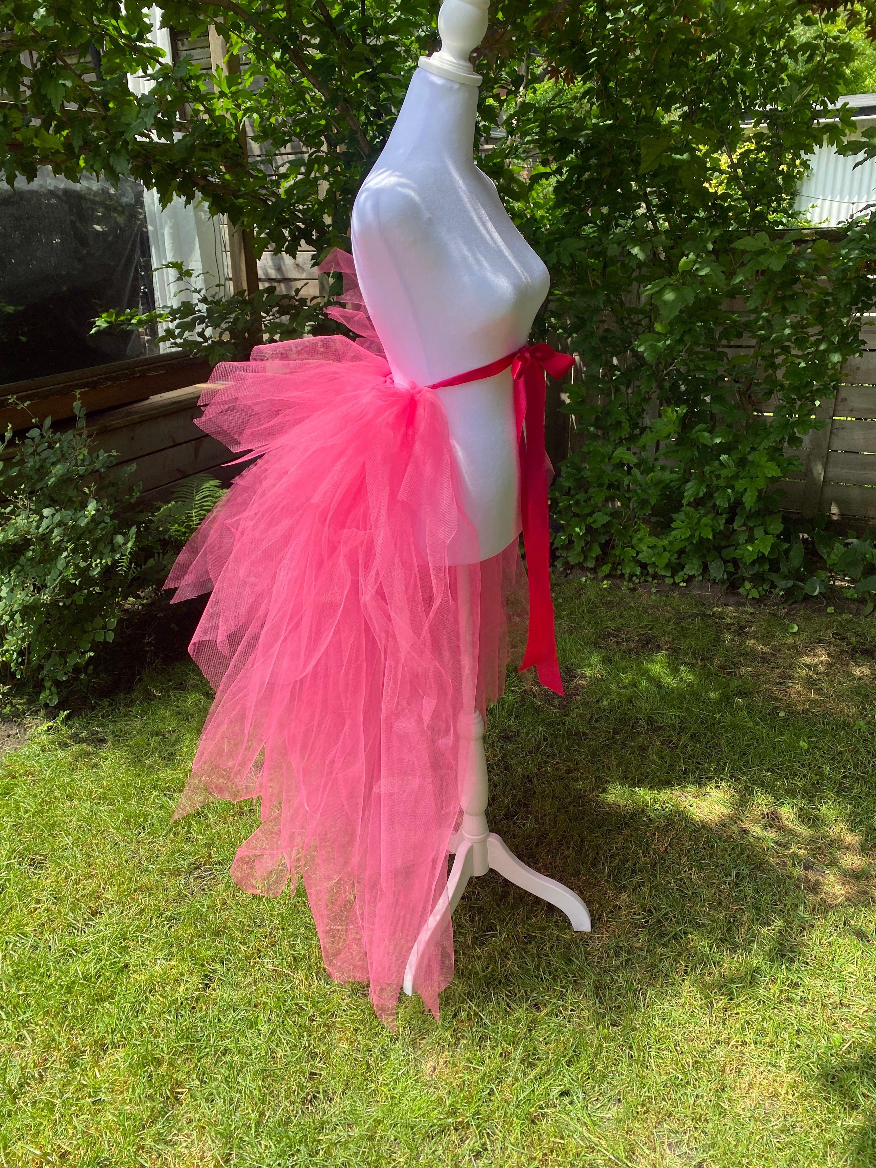 Hot Pink Pixie Cut Half Tutu — Adult Train, Tail, Bustle & Overskirt