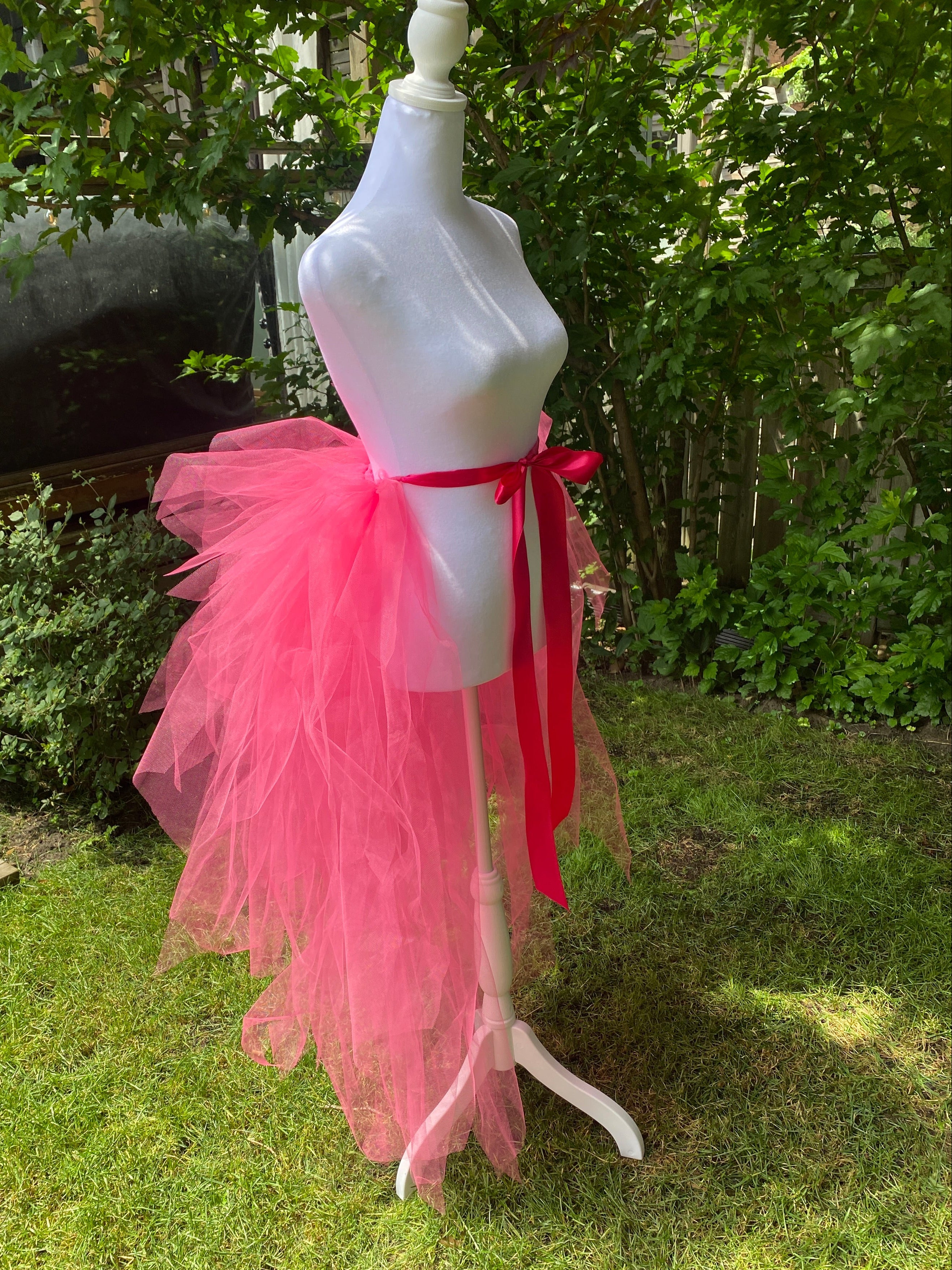 Hot Pink Pixie Cut Half Tutu — Adult Train, Tail, Bustle & Overskirt