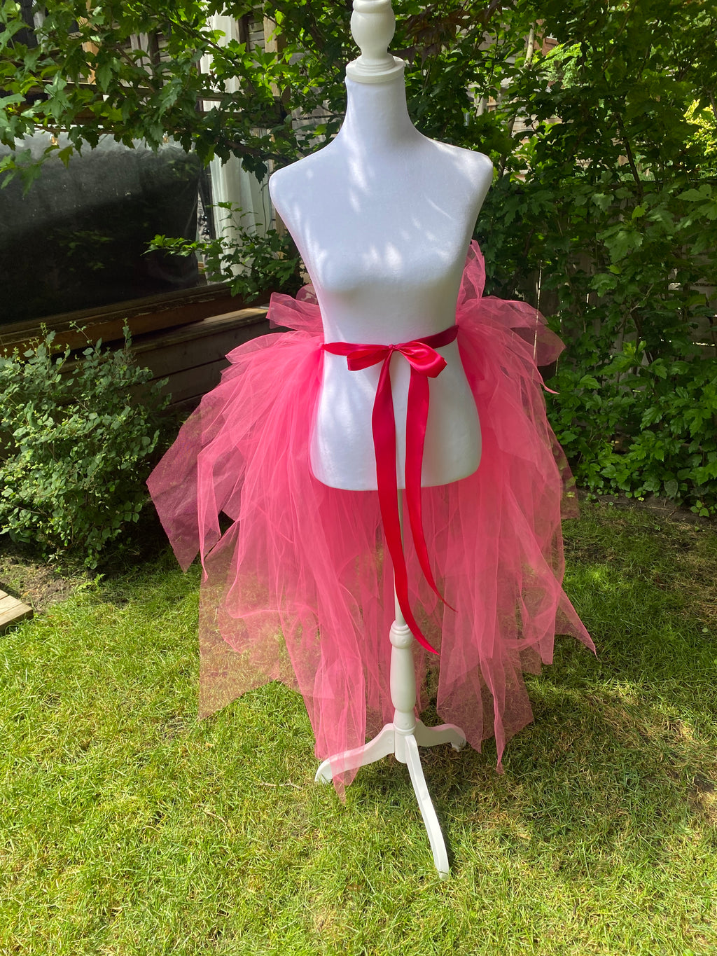 Hot Pink Pixie Cut Half Tutu — Adult Train, Tail, Bustle & Overskirt