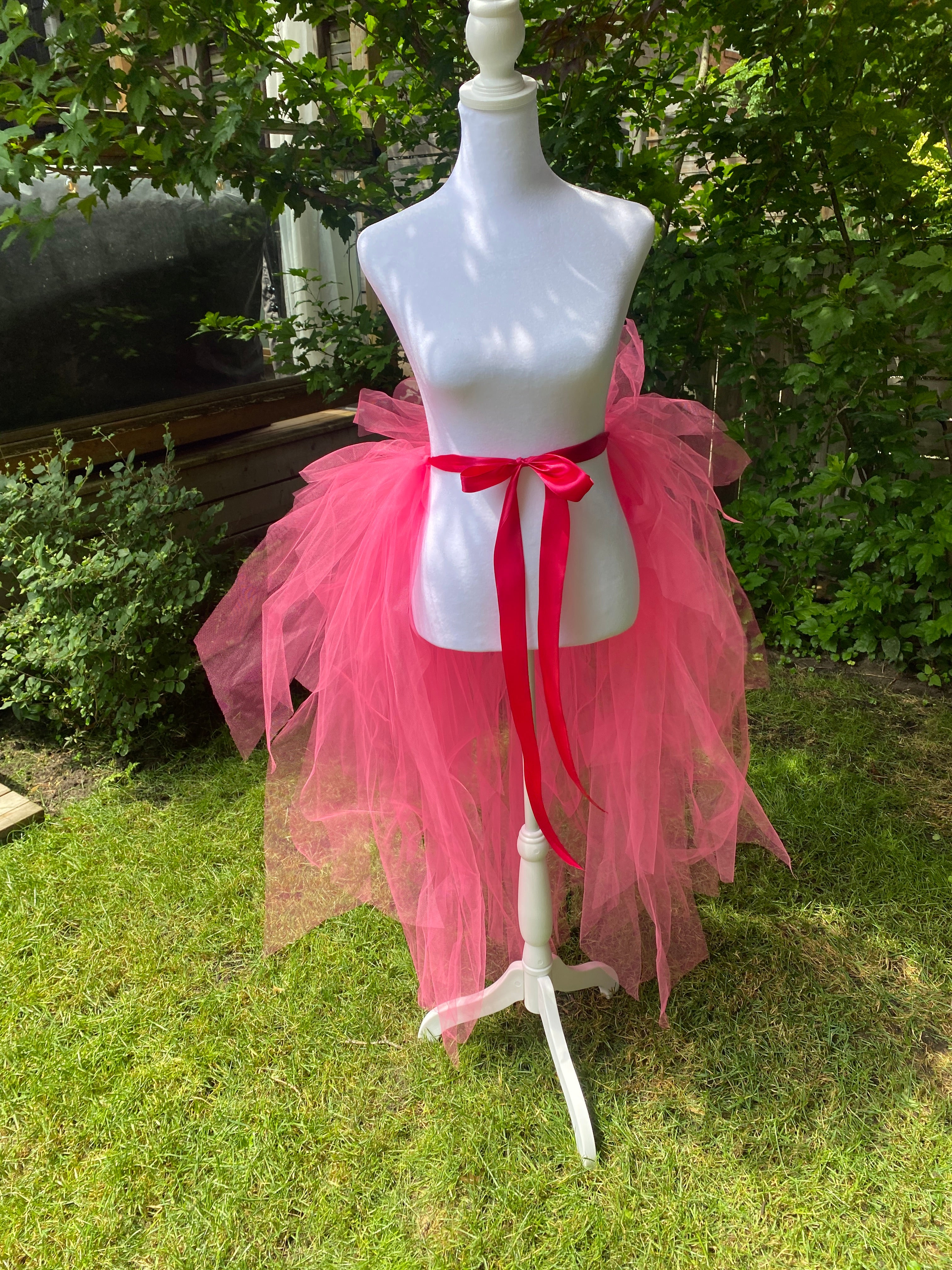 Hot Pink Pixie Cut Half Tutu — Adult Train, Tail, Bustle & Overskirt