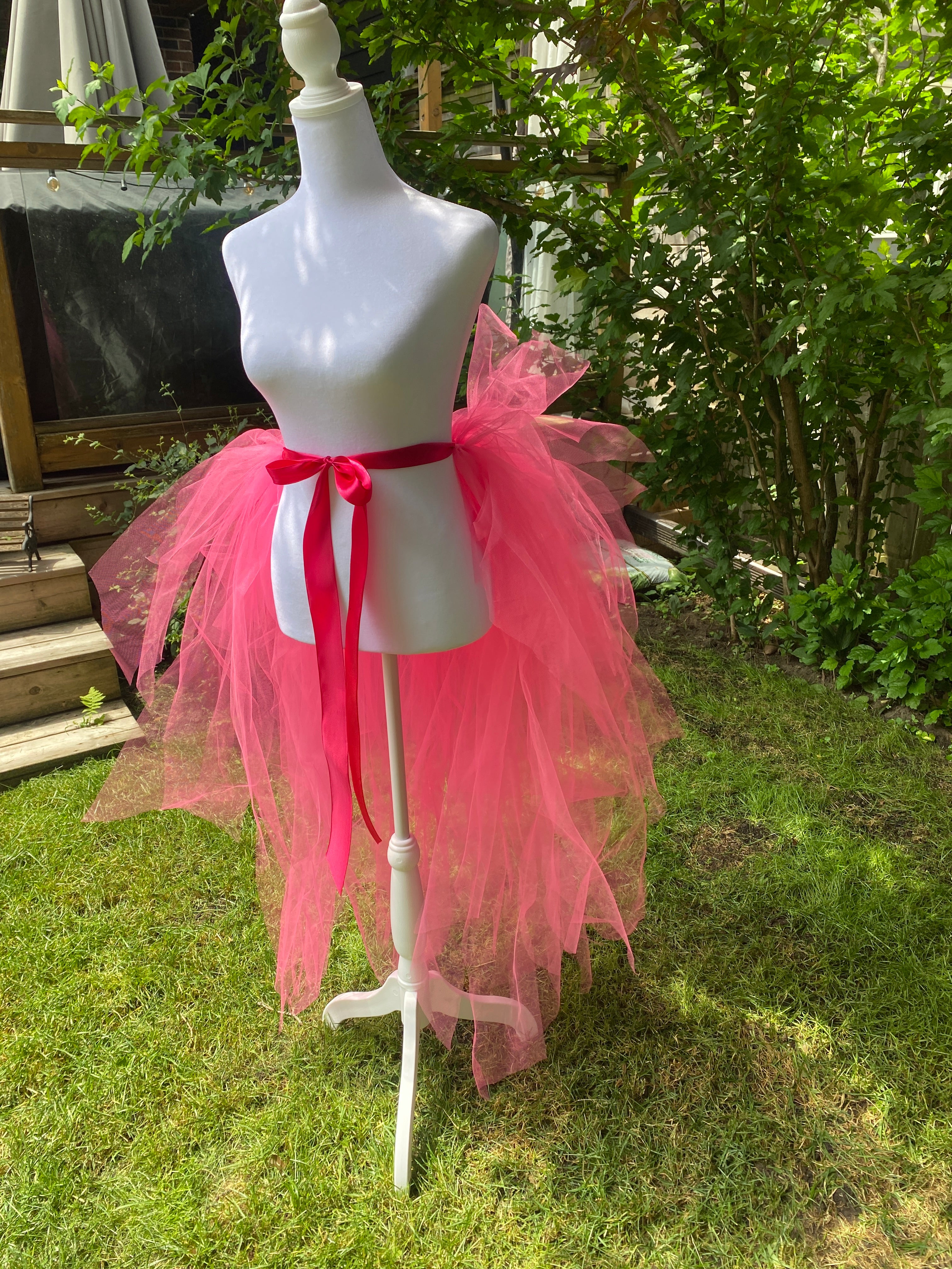 Hot Pink Pixie Cut Half Tutu — Adult Train, Tail, Bustle & Overskirt
