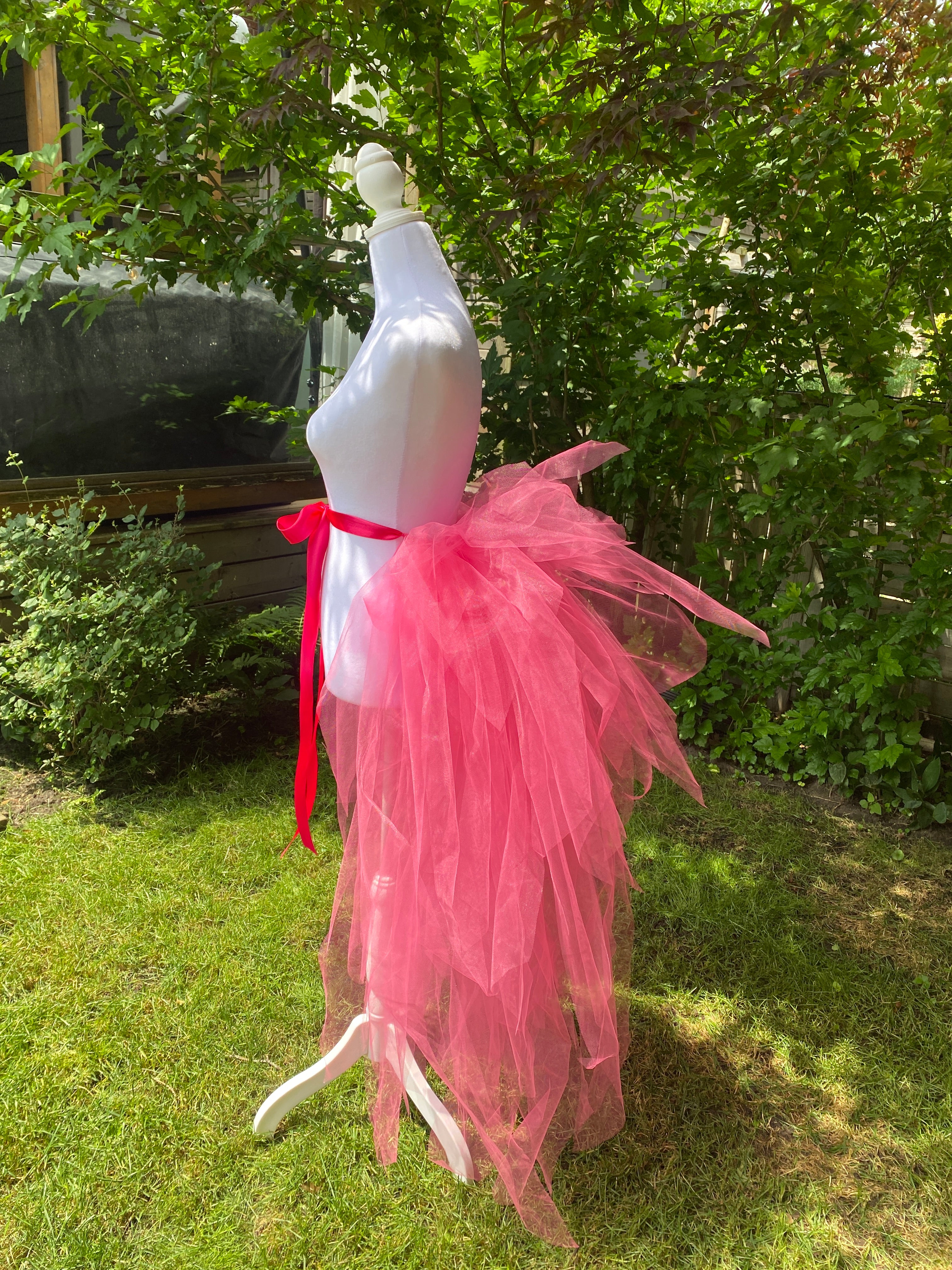 Hot Pink Pixie Cut Half Tutu — Adult Train, Tail, Bustle & Overskirt