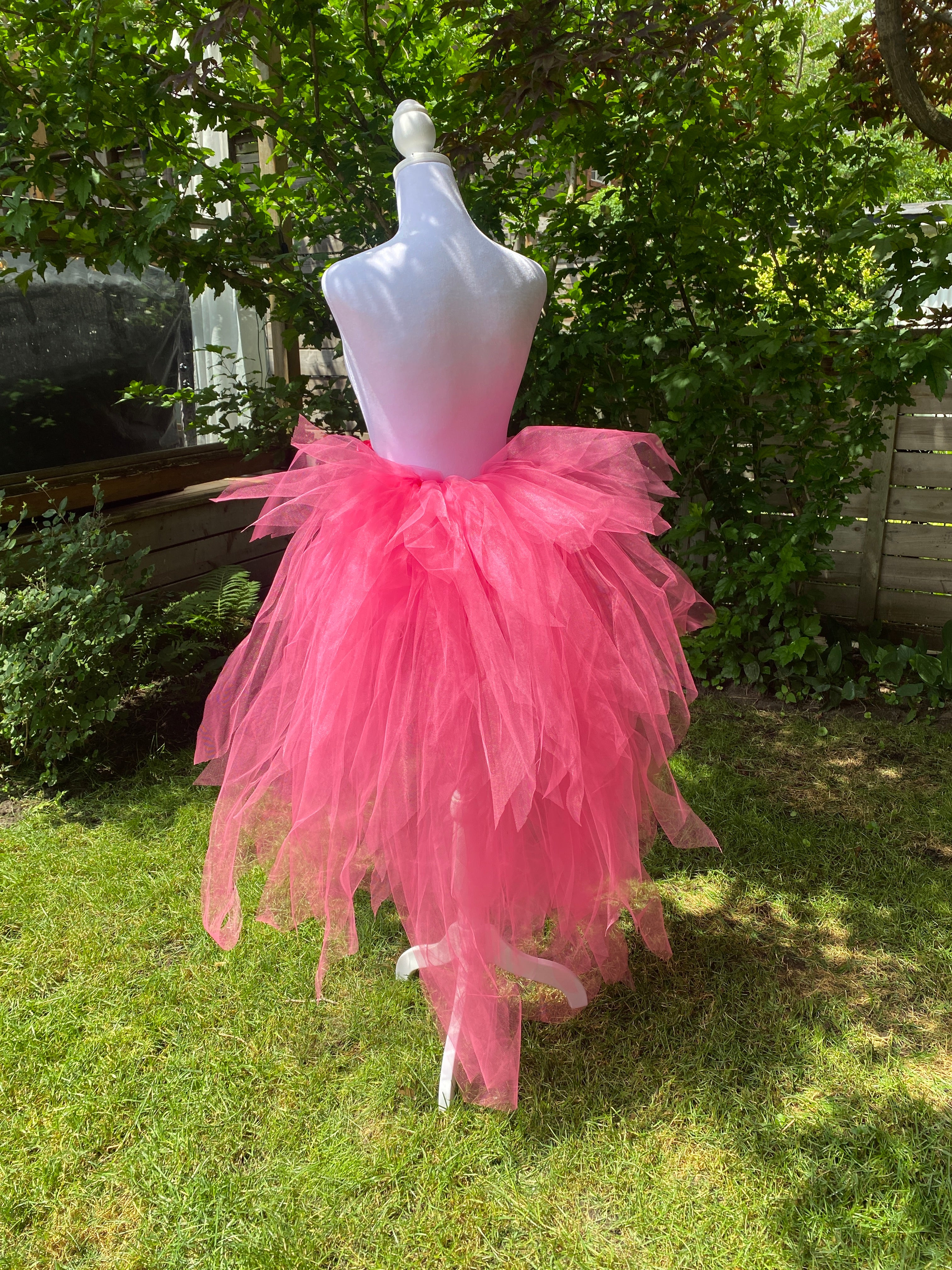 Hot Pink Pixie Cut Half Tutu — Adult Train, Tail, Bustle & Overskirt