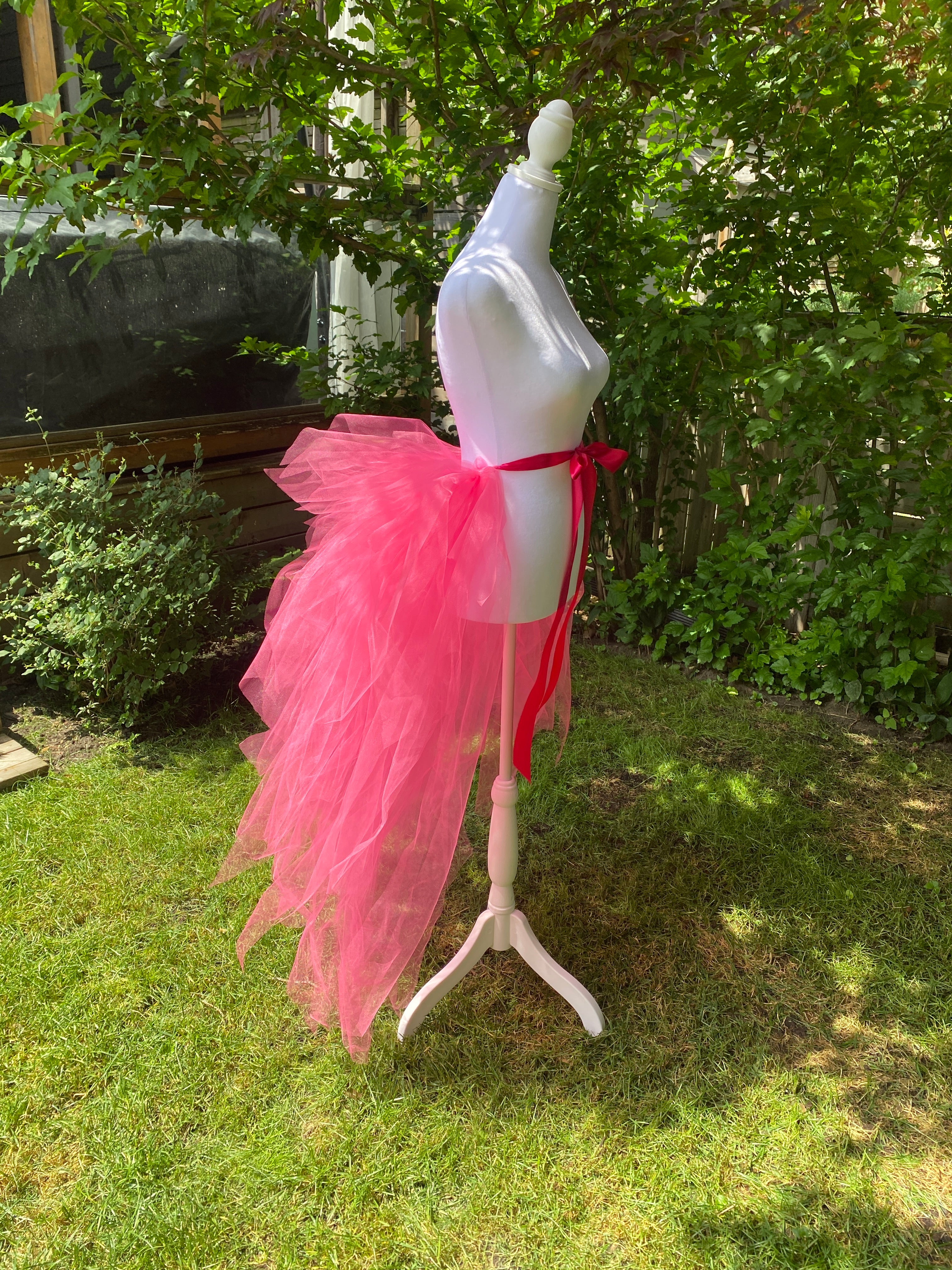 Hot Pink Pixie Cut Half Tutu — Adult Train, Tail, Bustle & Overskirt