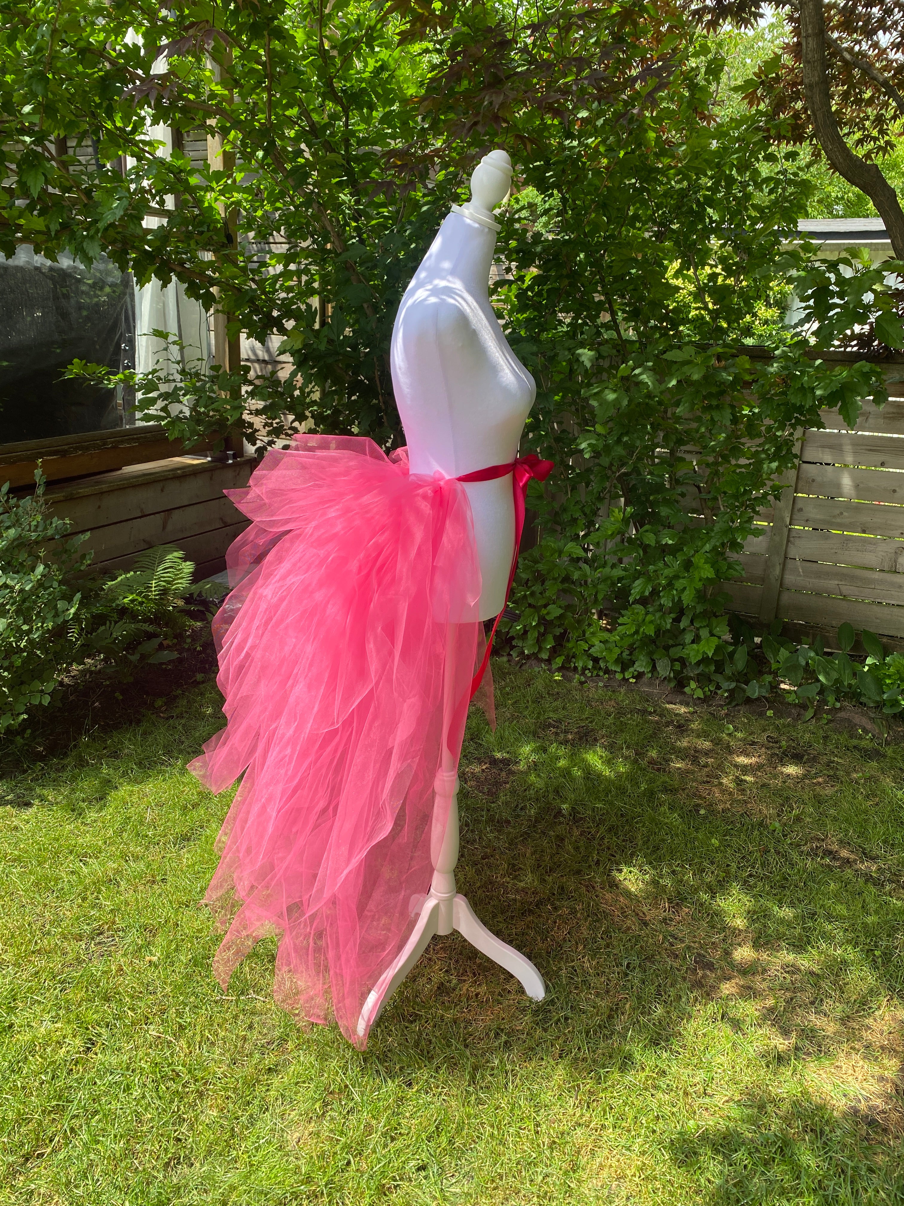 Hot Pink Pixie Cut Half Tutu — Adult Train, Tail, Bustle & Overskirt