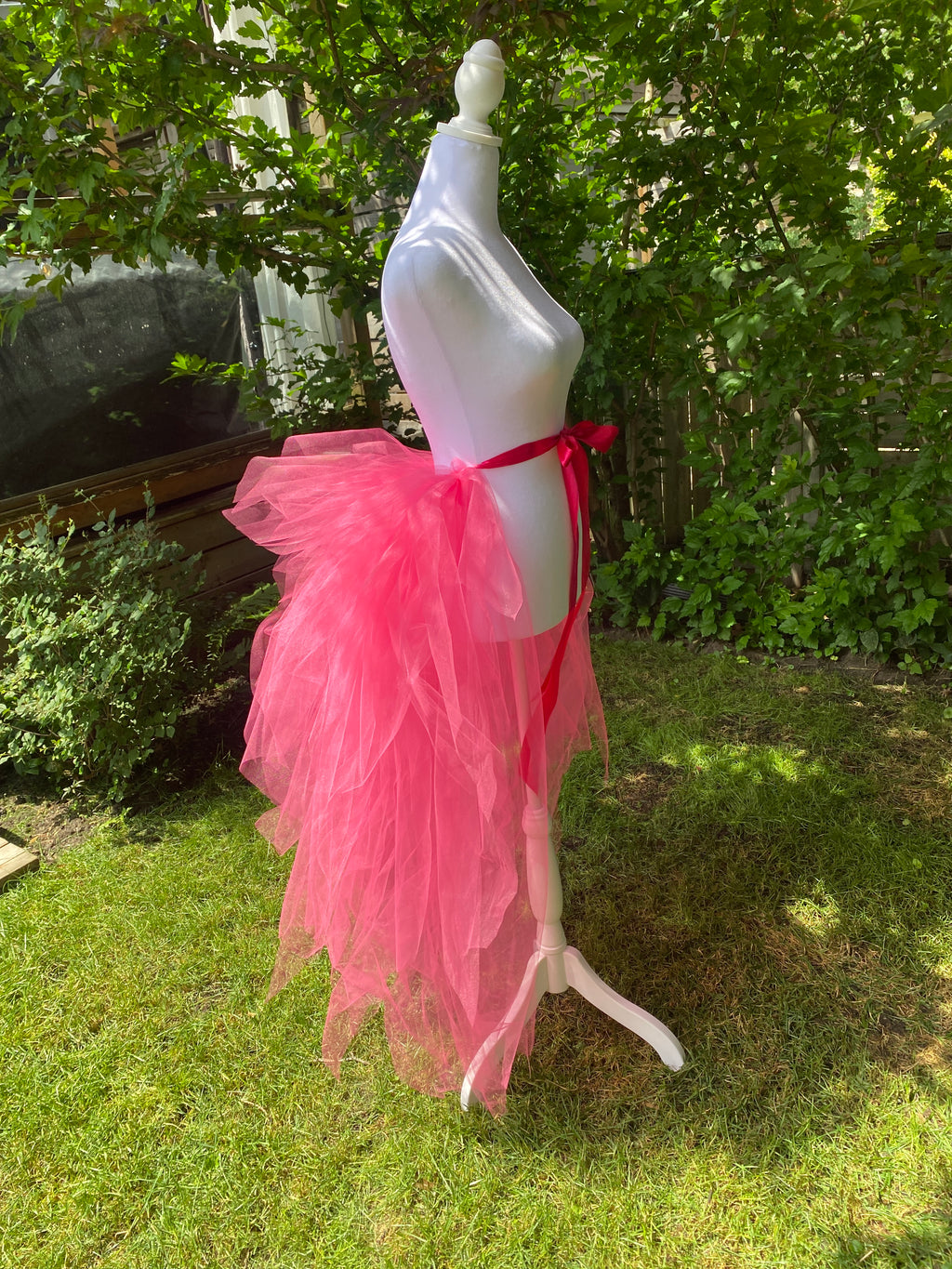 Hot Pink Pixie Cut Half Tutu — Adult Train, Tail, Bustle & Overskirt