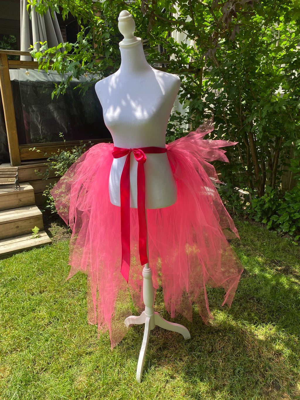 Hot Pink Pixie Cut Half Tutu — Adult Train, Tail, Bustle & Overskirt
