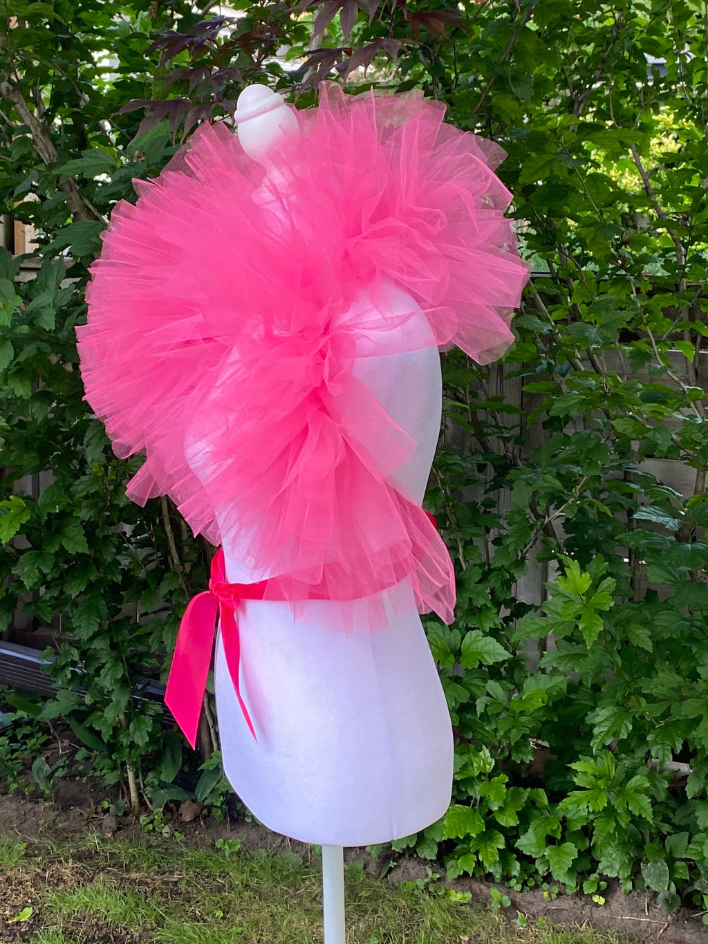 Hot Pink Tulle Clown Collar & Neck Ruffle