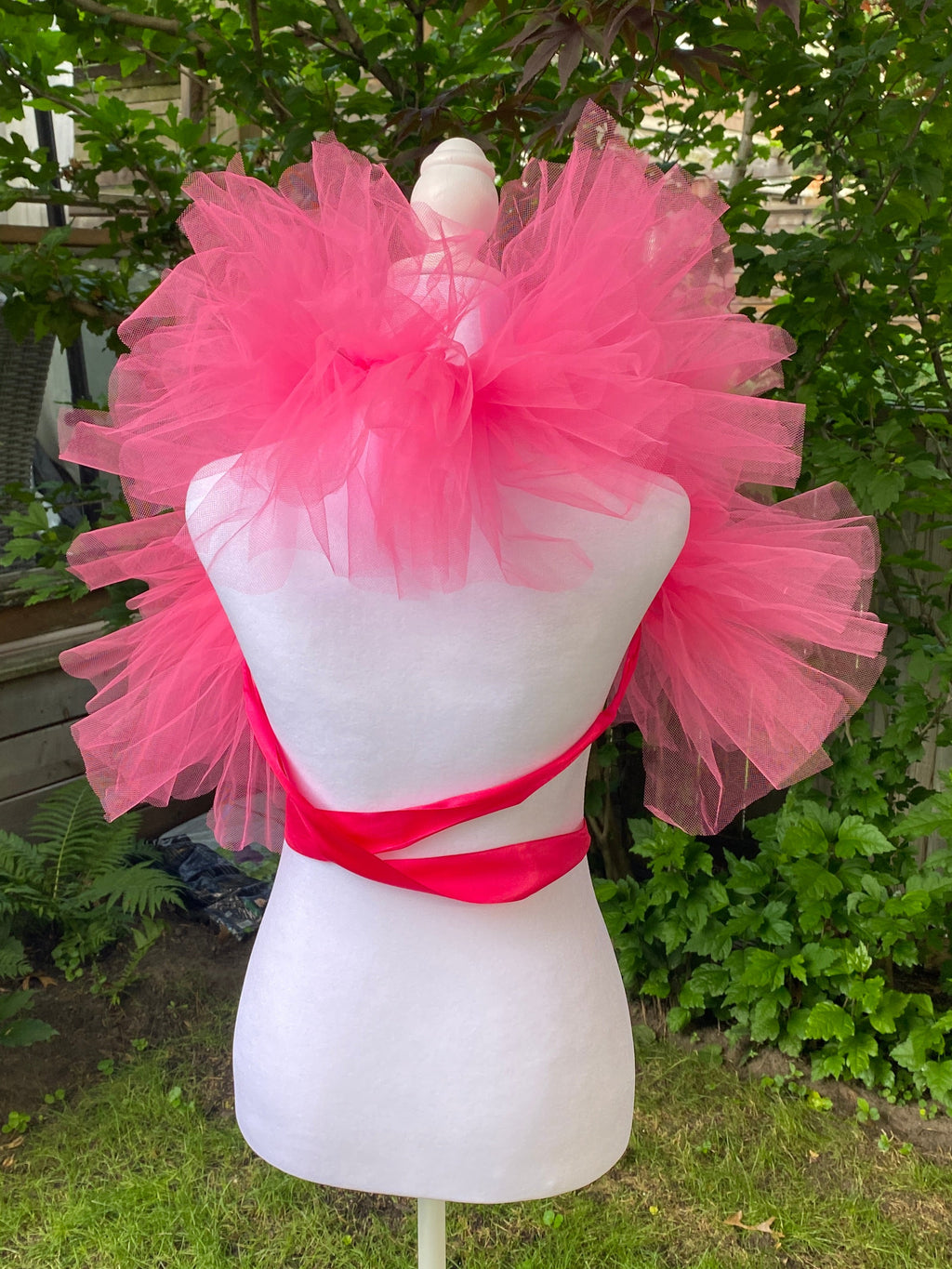 Hot Pink Tulle Clown Collar & Neck Ruffle