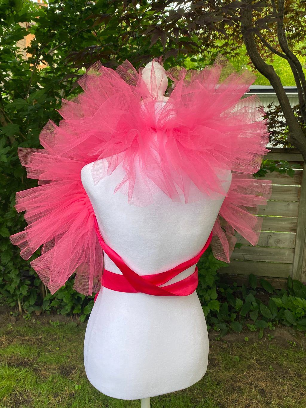 Hot Pink Tulle Clown Collar & Neck Ruffle