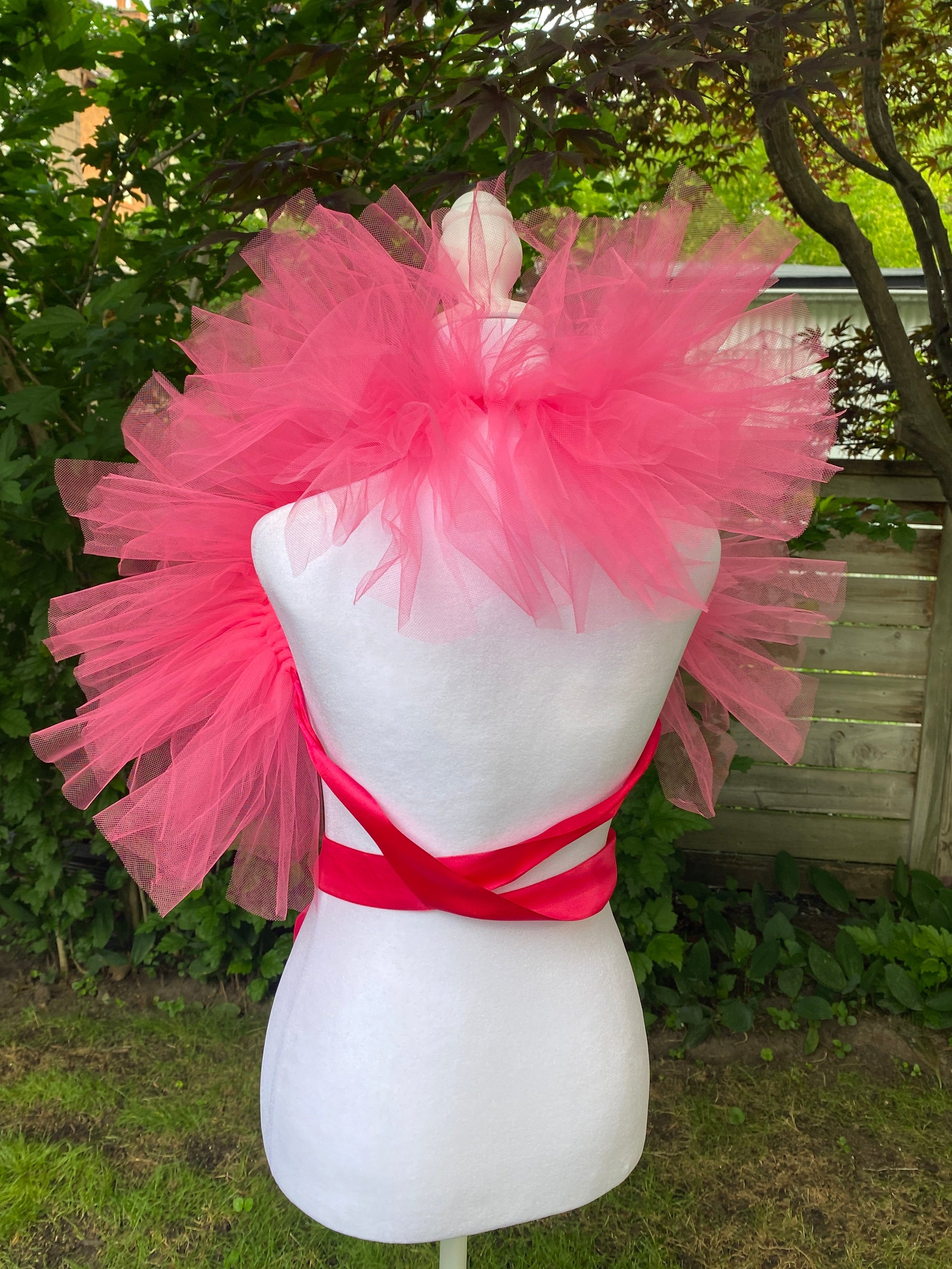 Hot Pink Tulle Clown Collar & Neck Ruffle