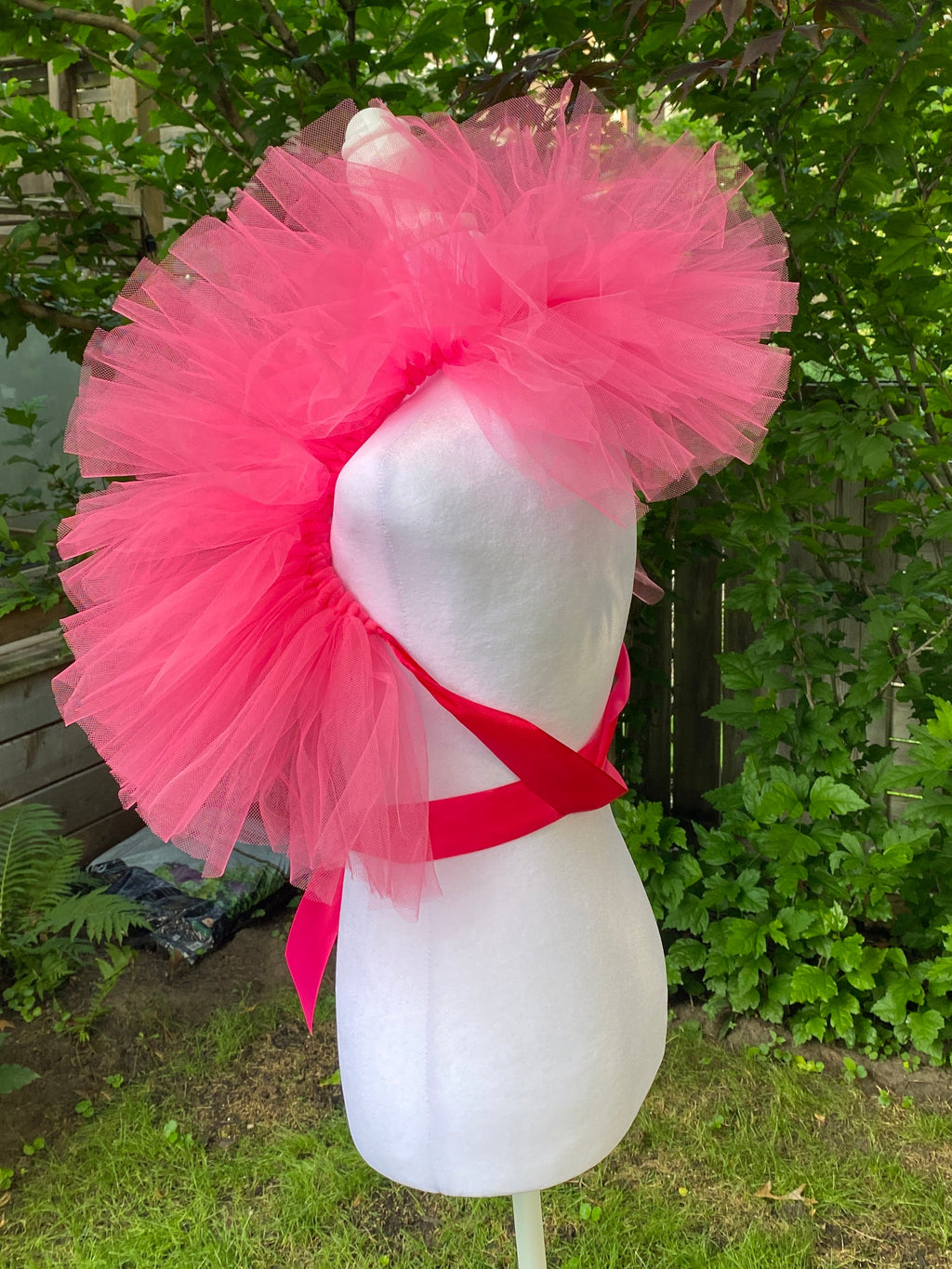 Hot Pink Tulle Clown Collar & Neck Ruffle
