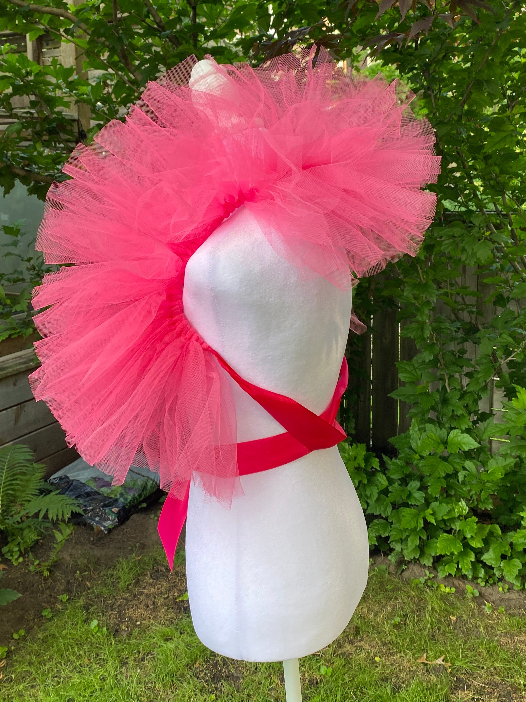 Hot Pink Tulle Clown Collar & Neck Ruffle