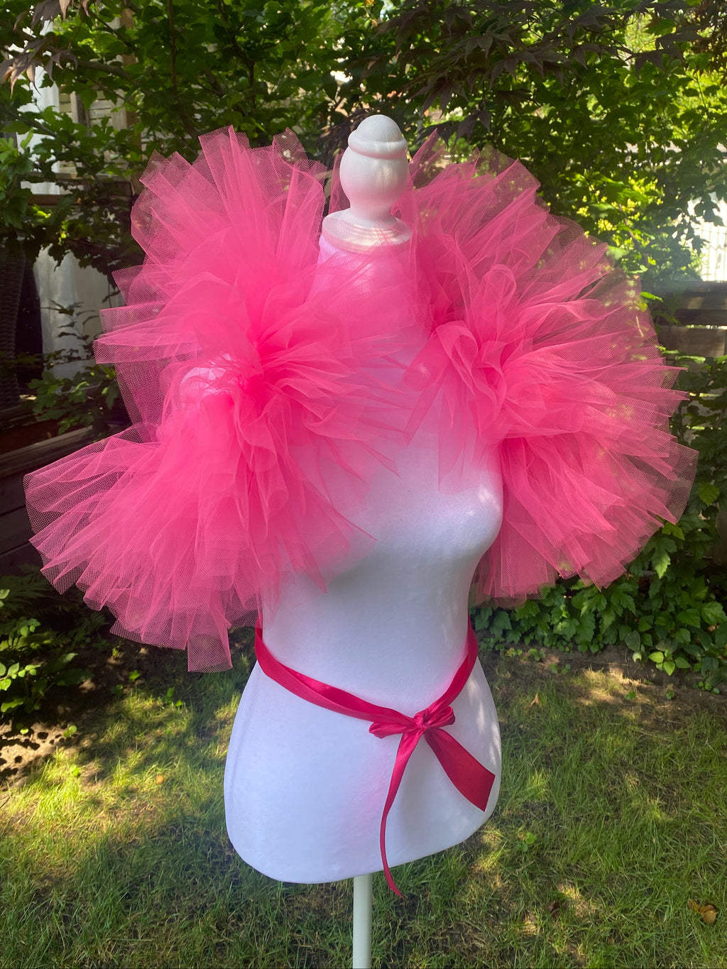 Hot Pink Tulle Clown Collar & Neck Ruffle