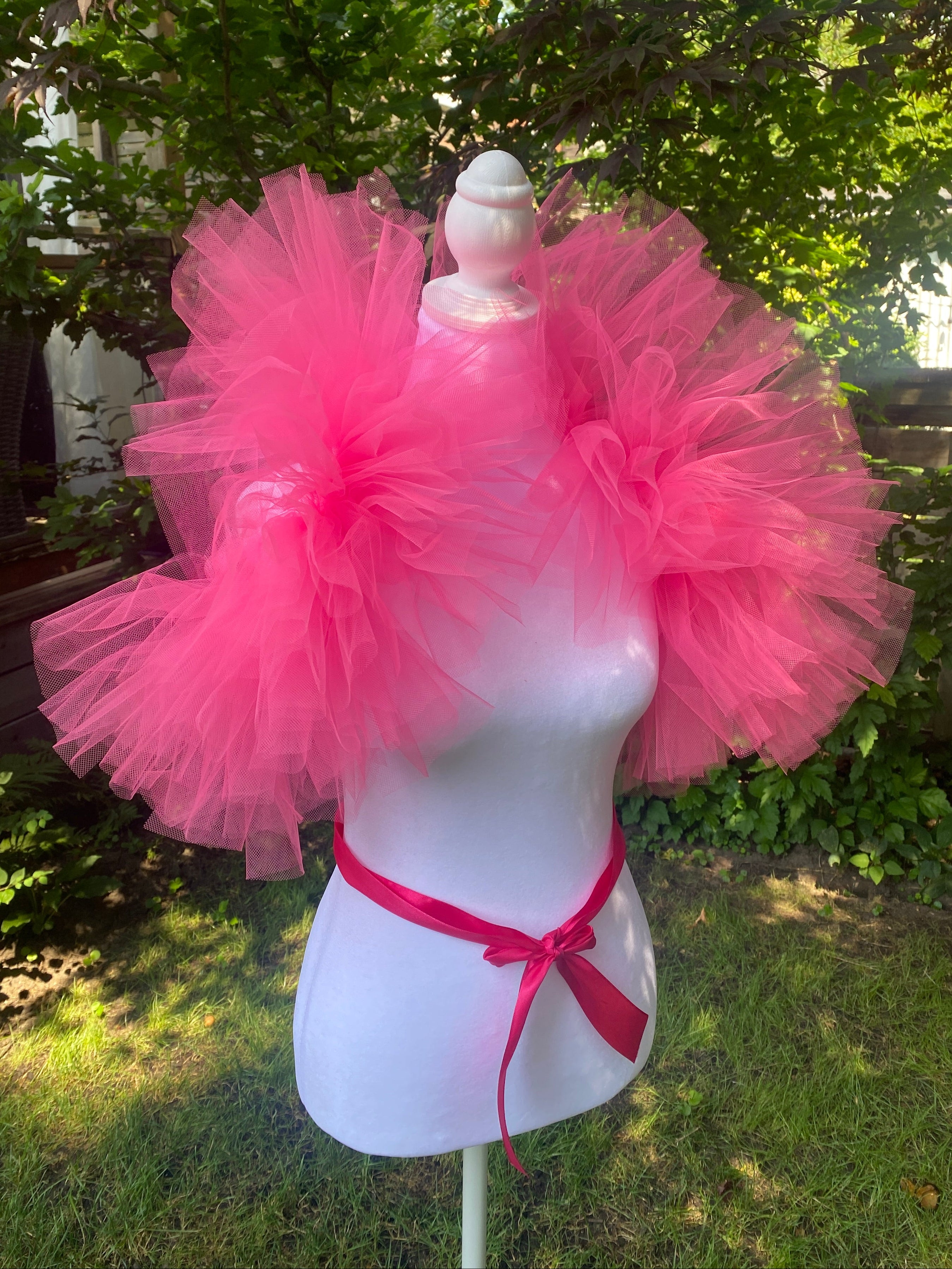 Hot Pink Tulle Clown Collar & Neck Ruffle