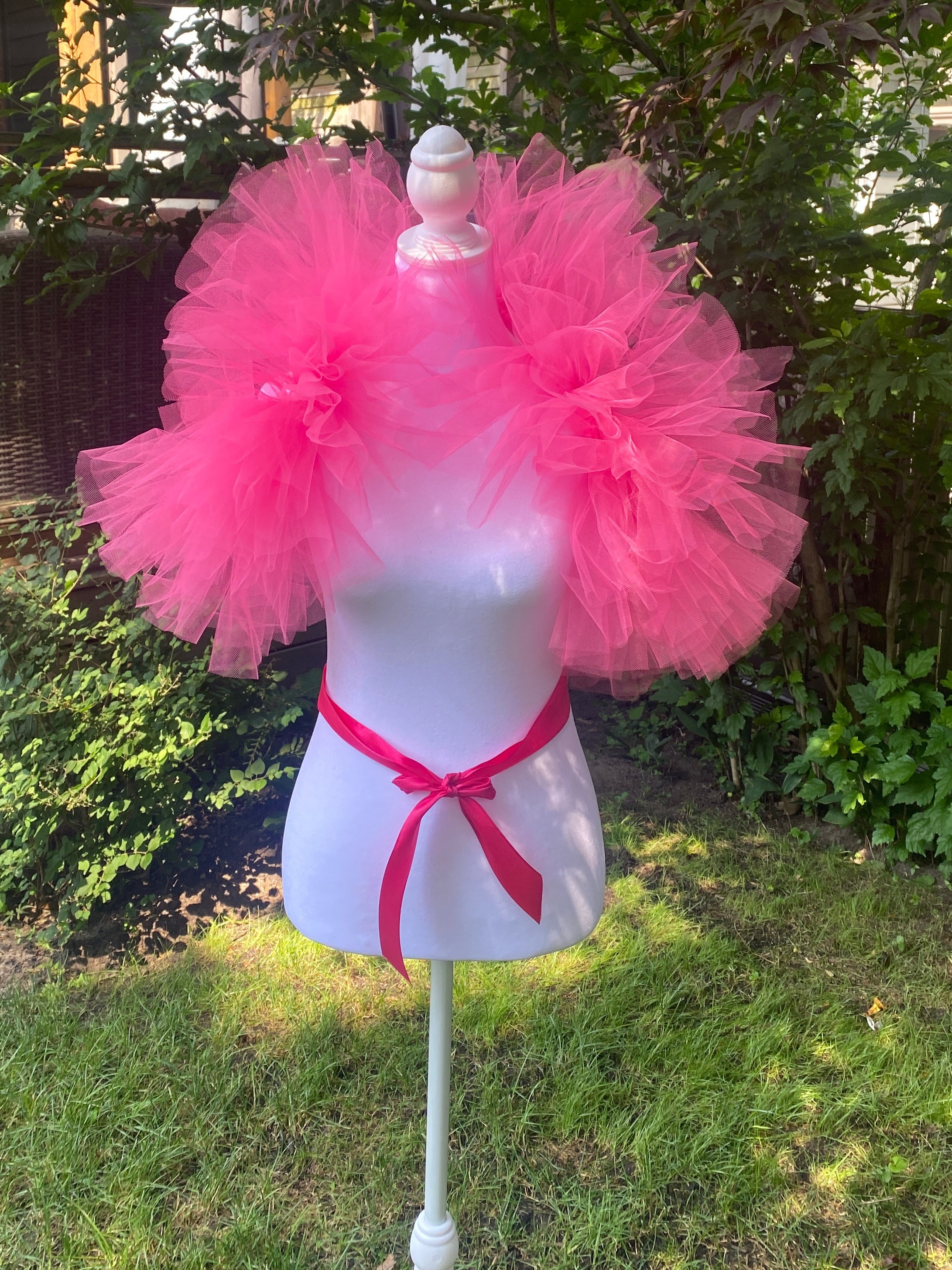 Hot Pink Tulle Clown Collar & Neck Ruffle