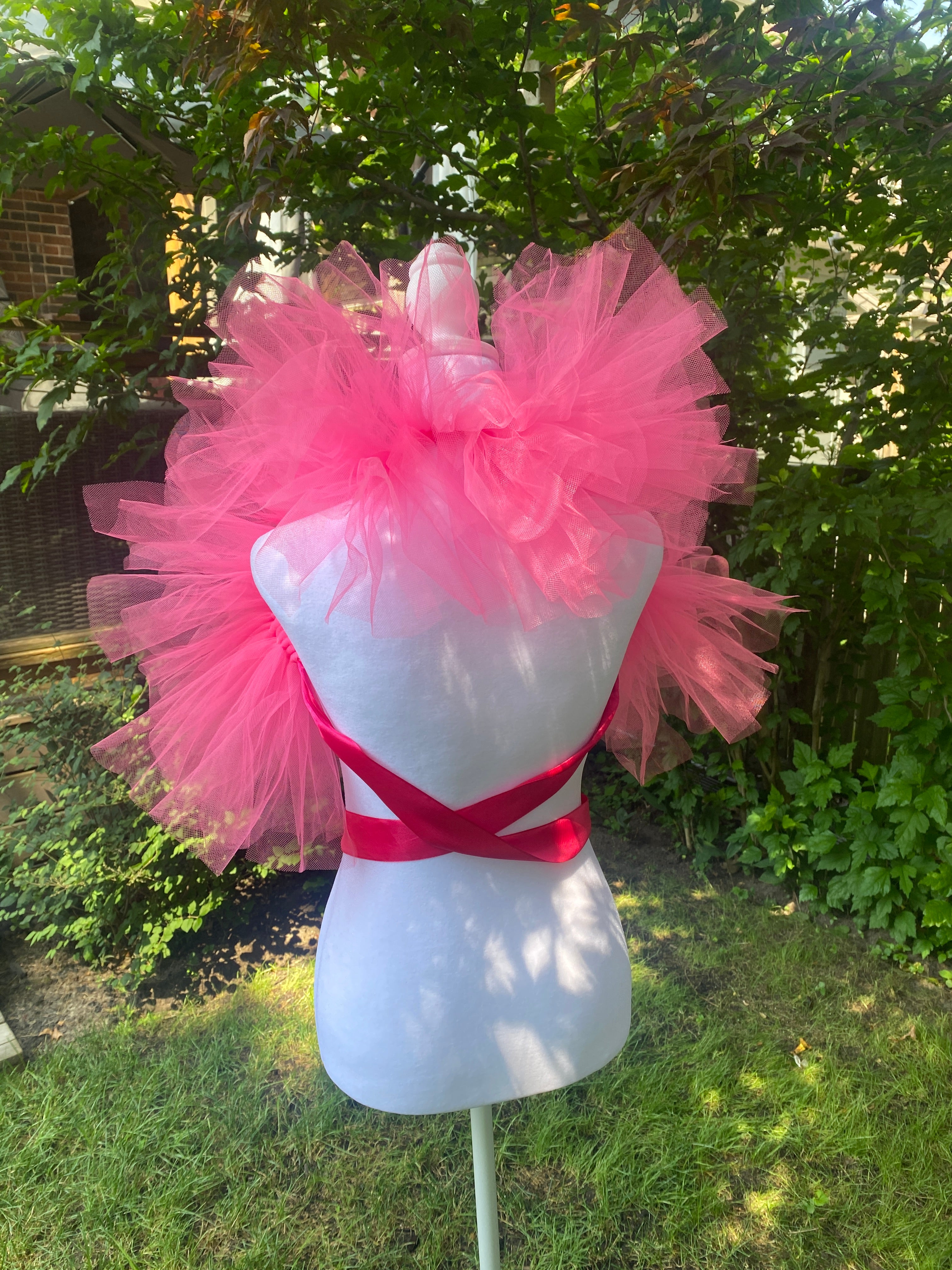 Hot Pink Tulle Clown Collar & Neck Ruffle
