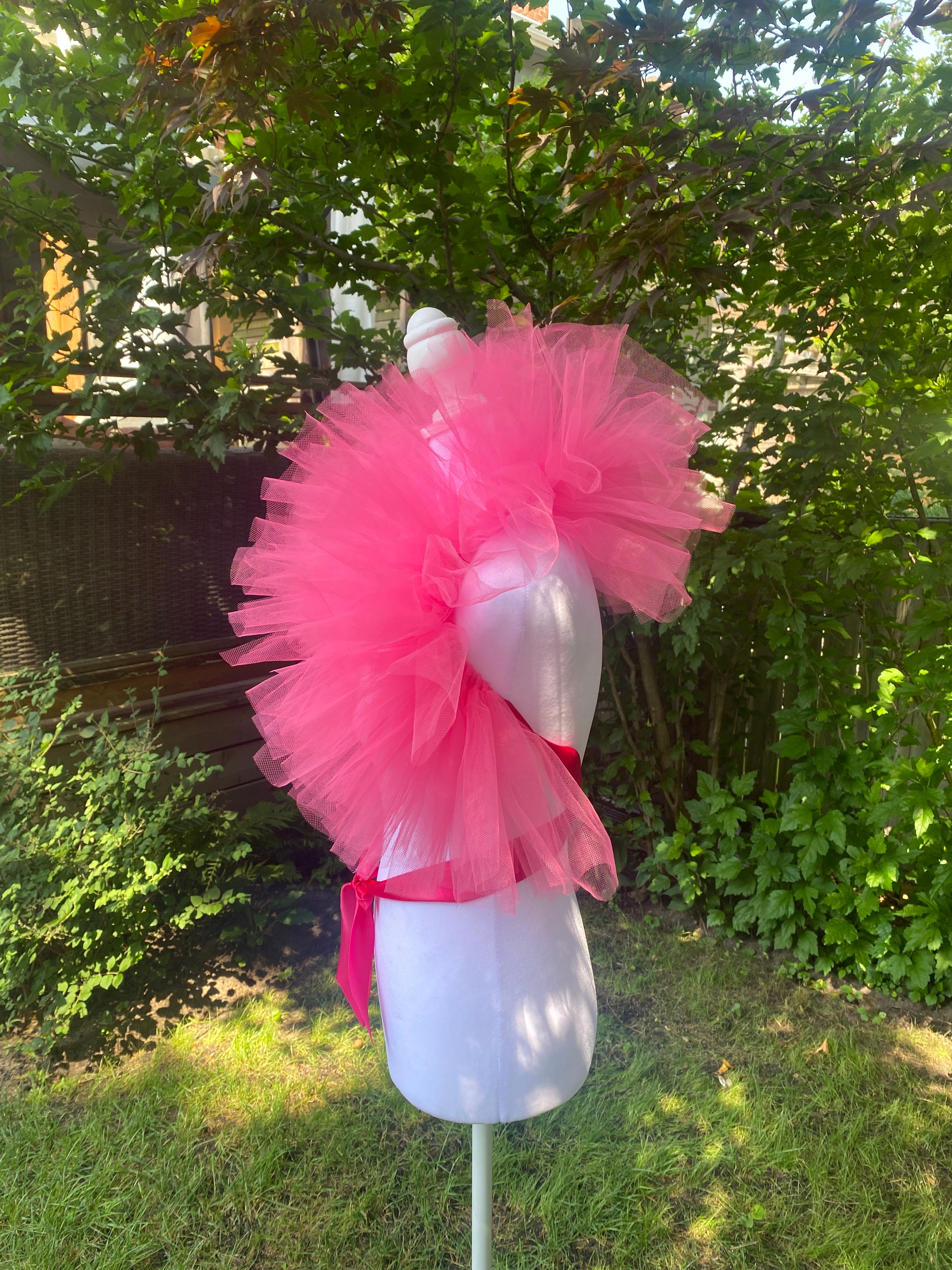 Hot Pink Tulle Clown Collar & Neck Ruffle