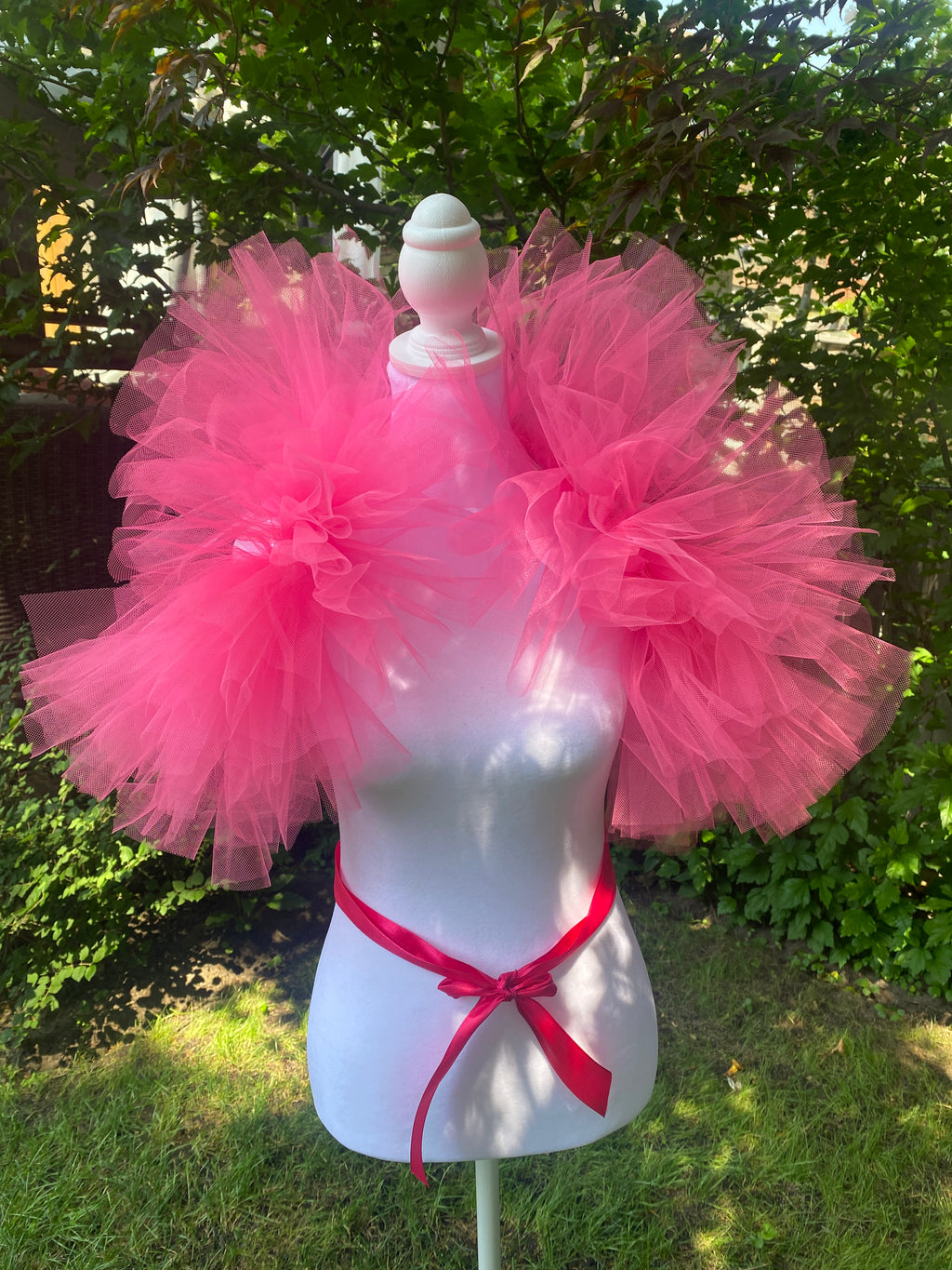 Hot Pink Tulle Clown Collar & Neck Ruffle
