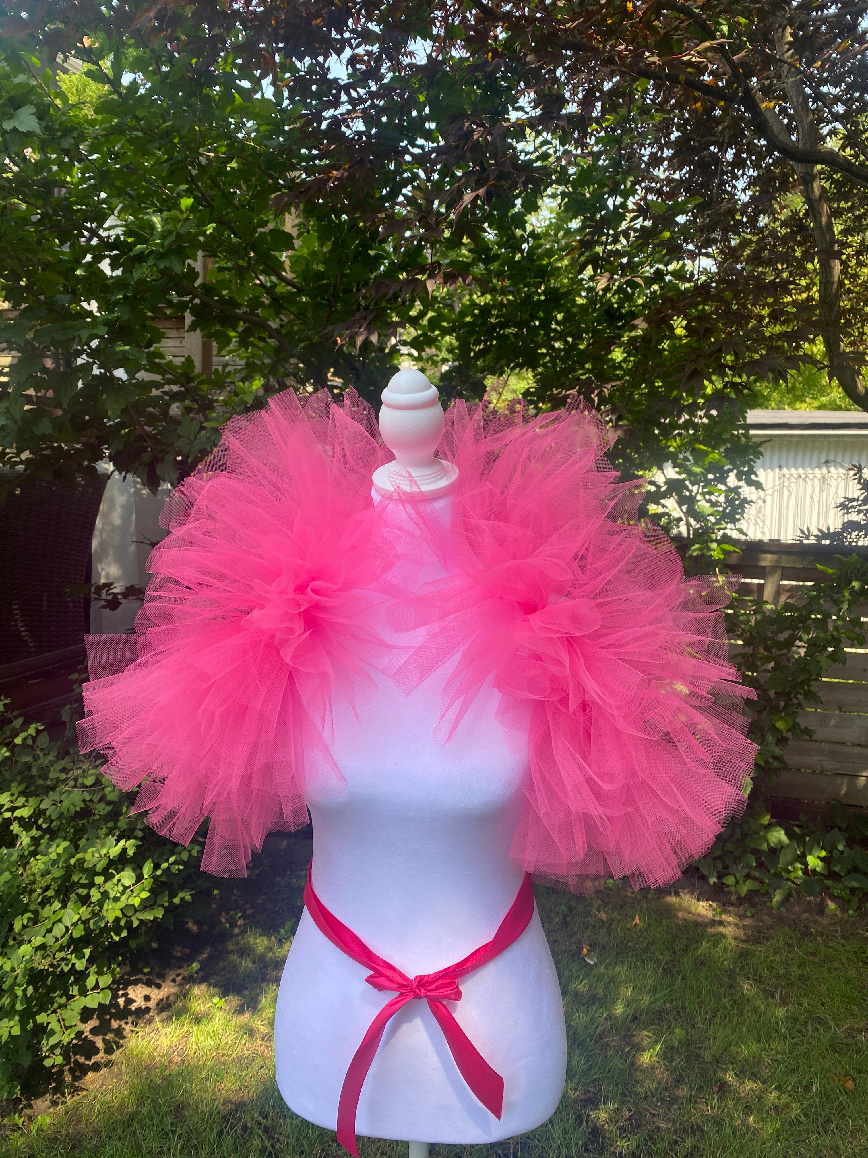Hot Pink Tulle Clown Collar & Neck Ruffle
