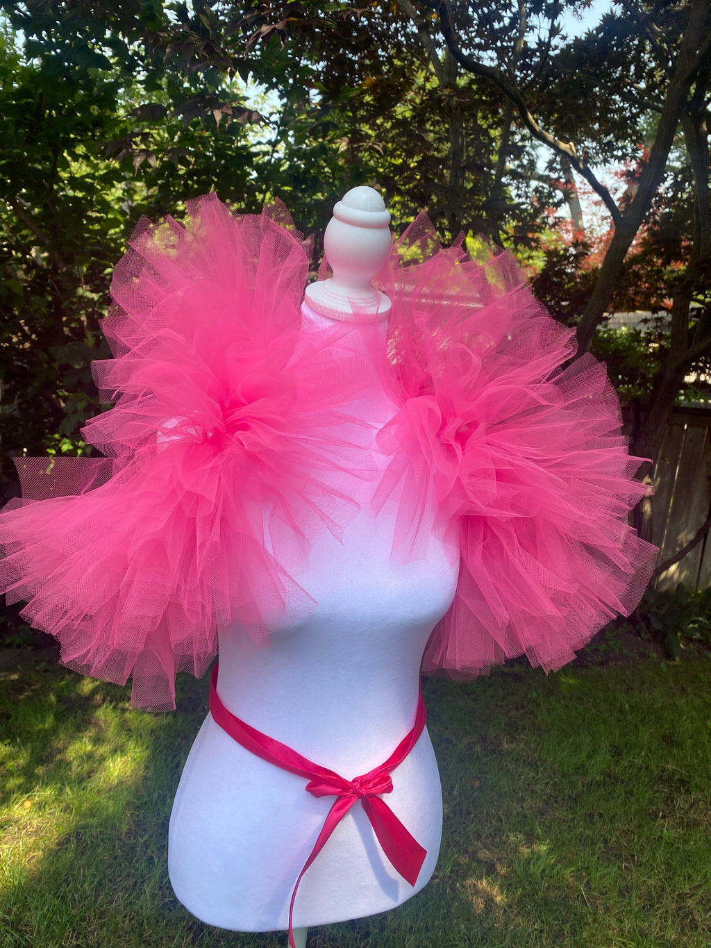 Hot Pink Tulle Clown Collar & Neck Ruffle