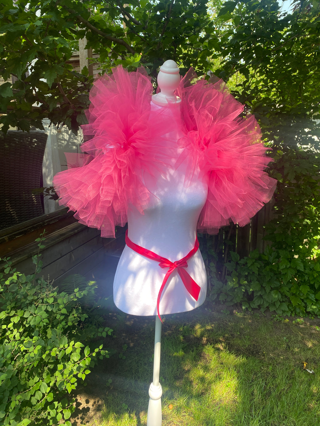 Hot Pink Tulle Clown Collar & Neck Ruffle