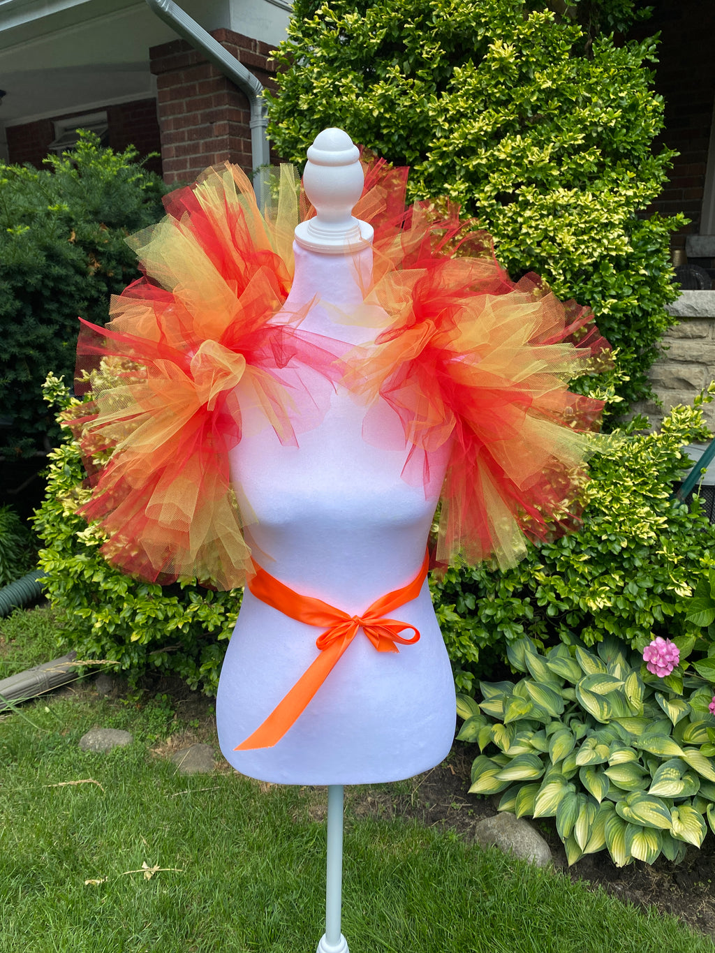 Fire Colors Tulle Boa Collar