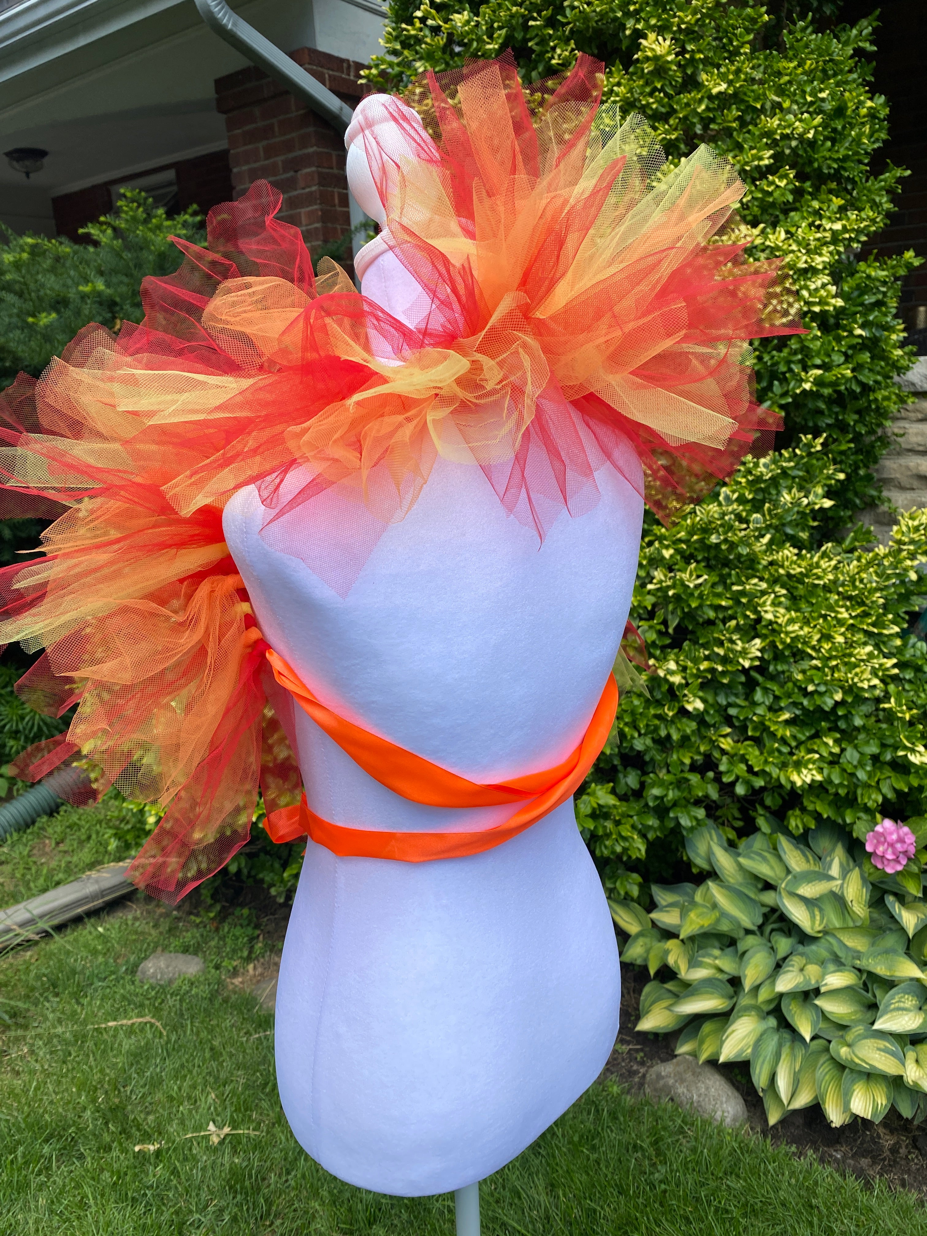 Fire Colors Tulle Boa Collar