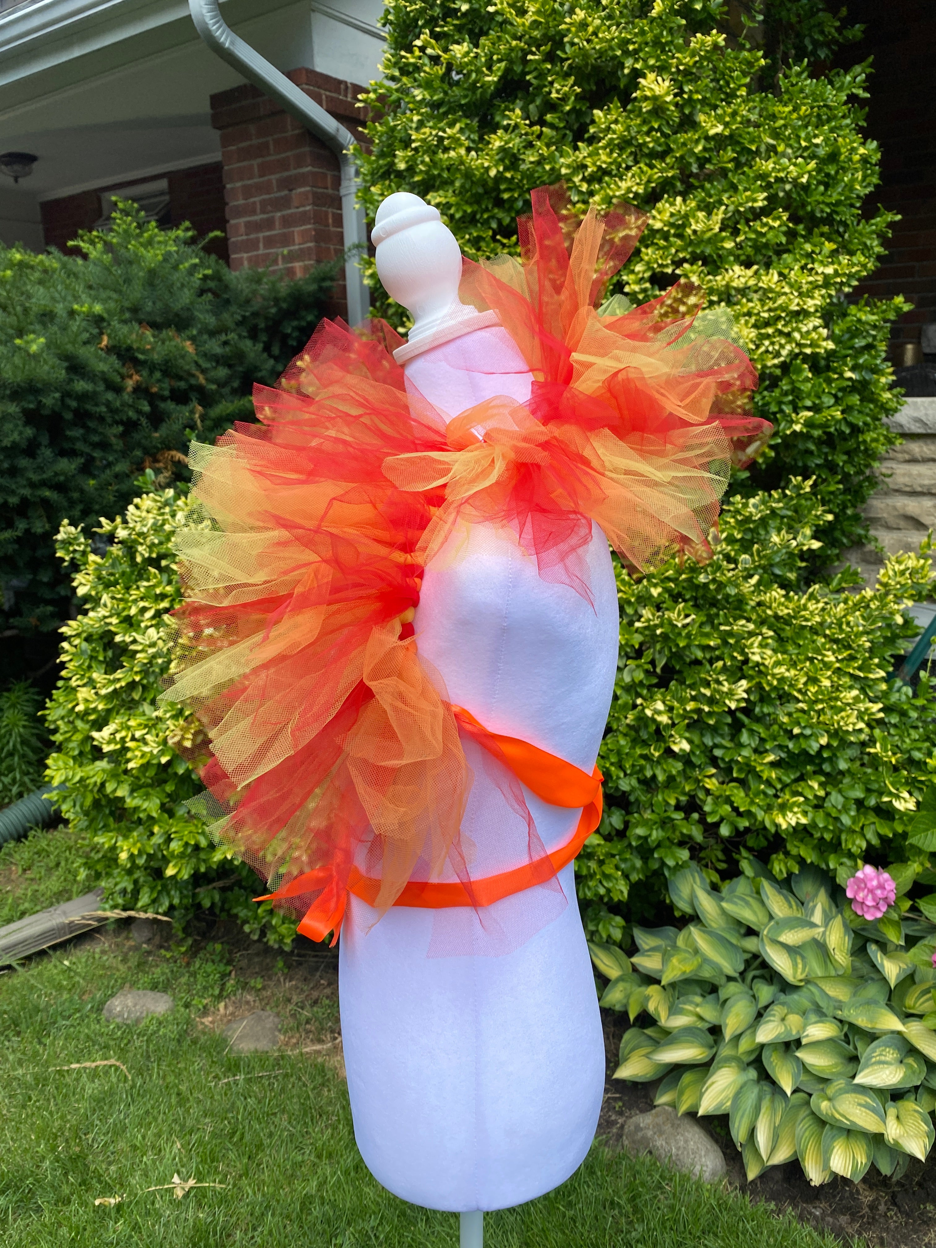 Fire Colors Tulle Boa Collar