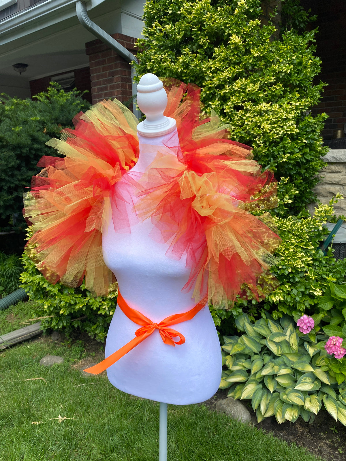 Fire Colors Tulle Boa Collar