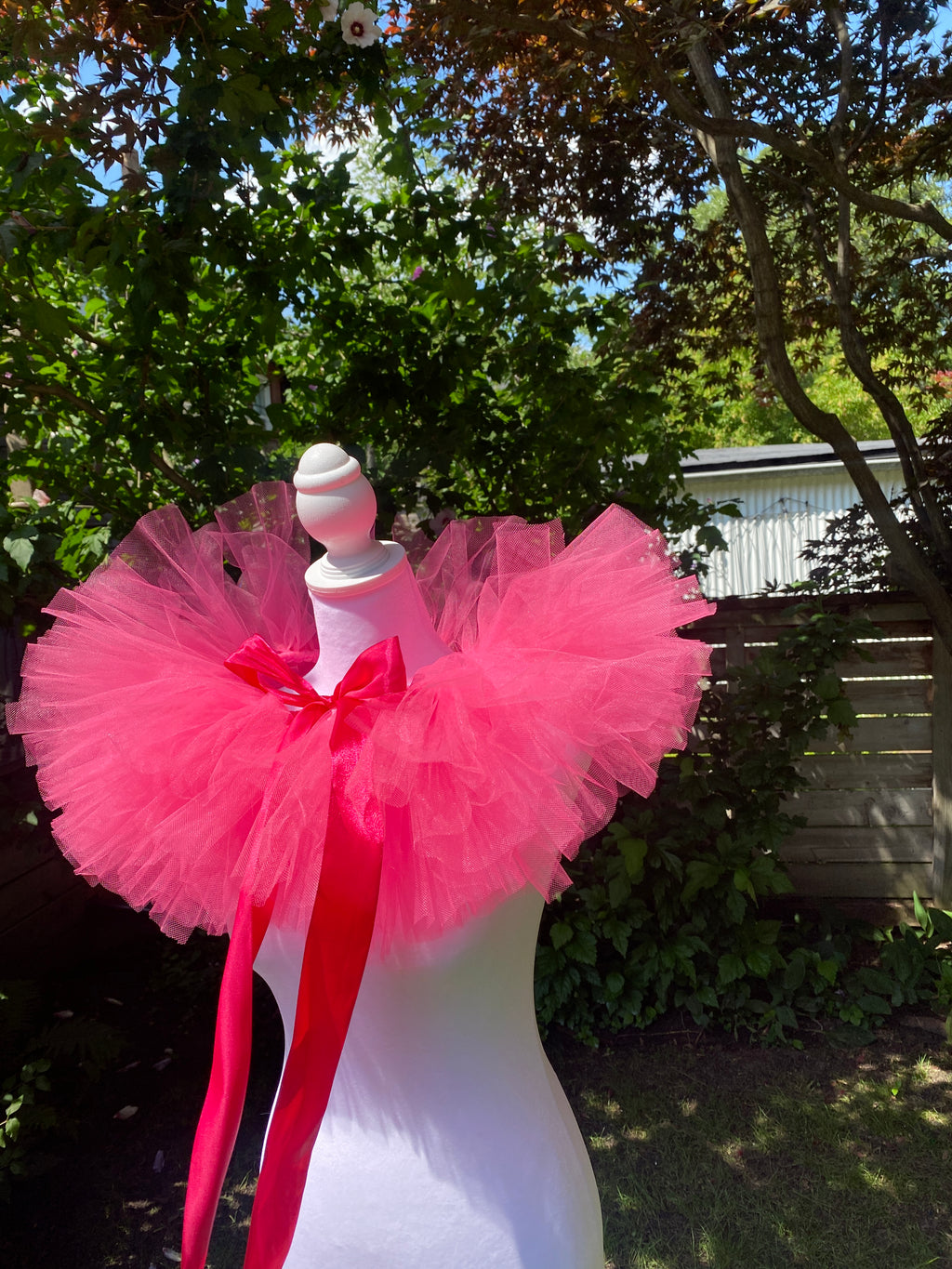Hot Pink Tulle Clown Collar & Neck Ruffle