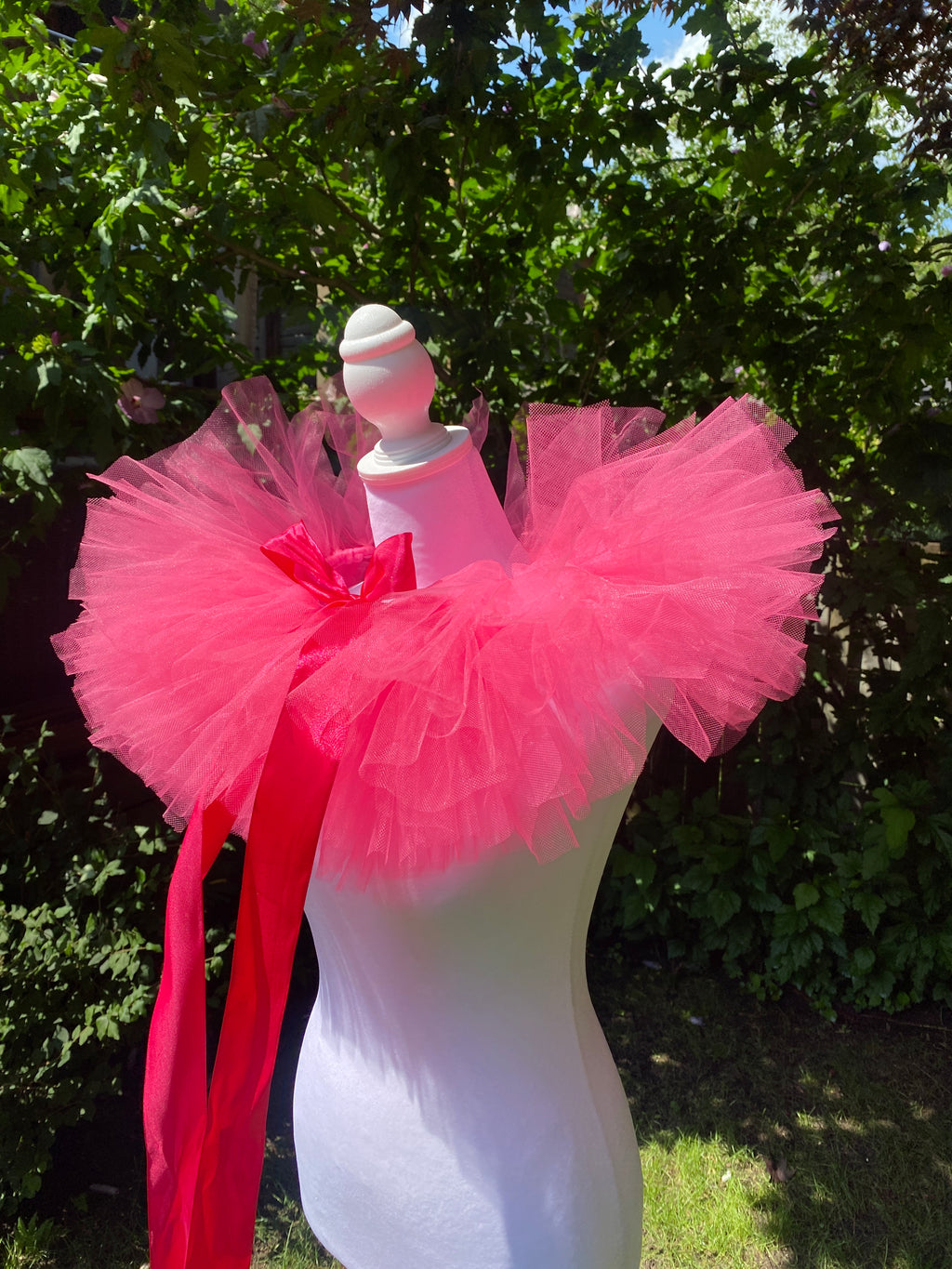 Hot Pink Tulle Clown Collar & Neck Ruffle