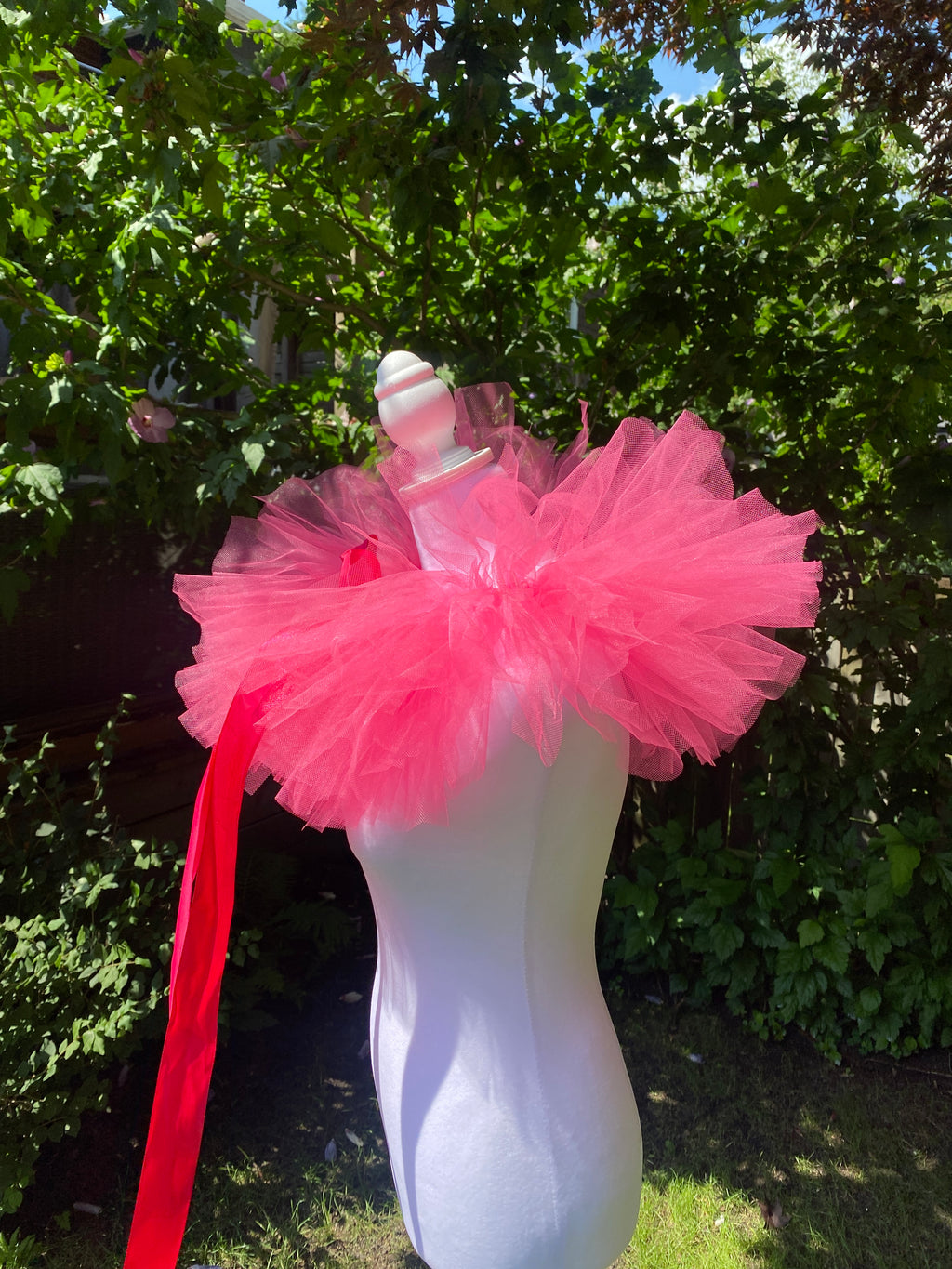 Hot Pink Tulle Clown Collar & Neck Ruffle