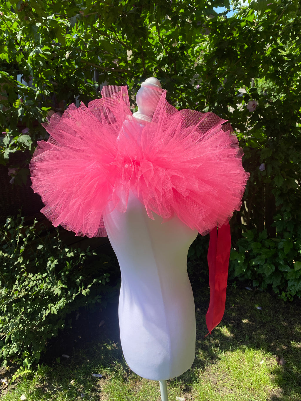 Hot Pink Tulle Clown Collar & Neck Ruffle