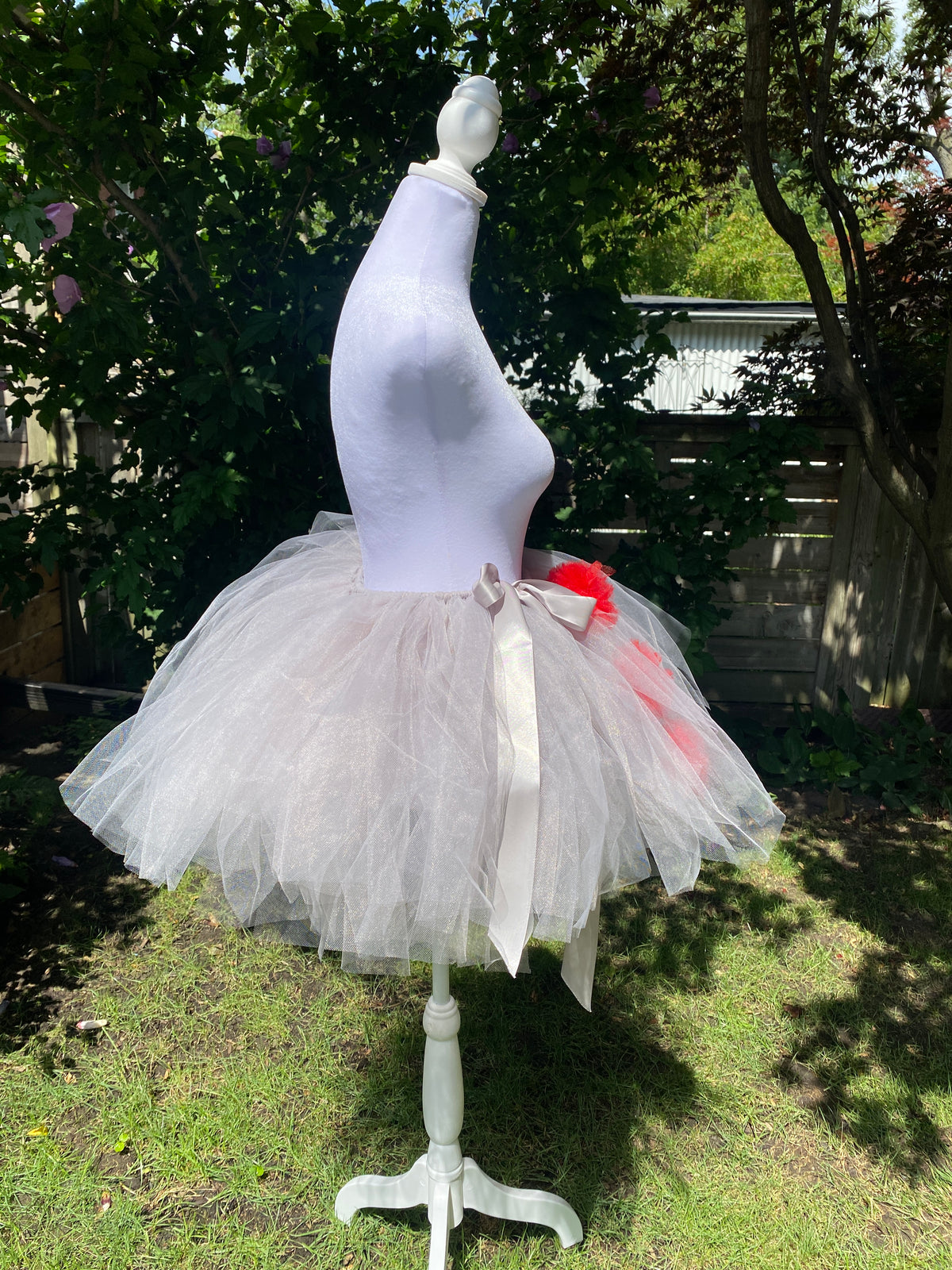 Pennywise Clown Tutu – Grey Tulle with Removable Red Pom Poms